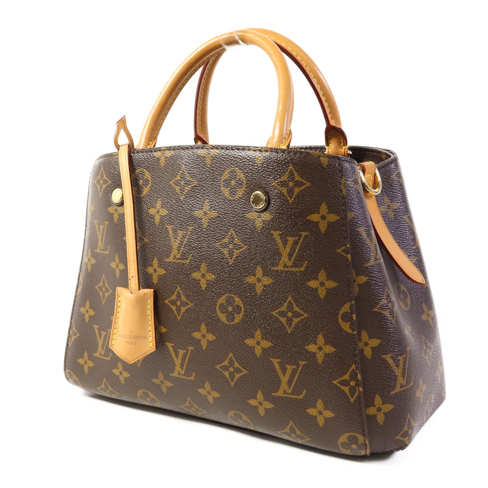 LOUIS VUITTON Monogram Montaigne BB金扣手挽肩背兩用袋棕色