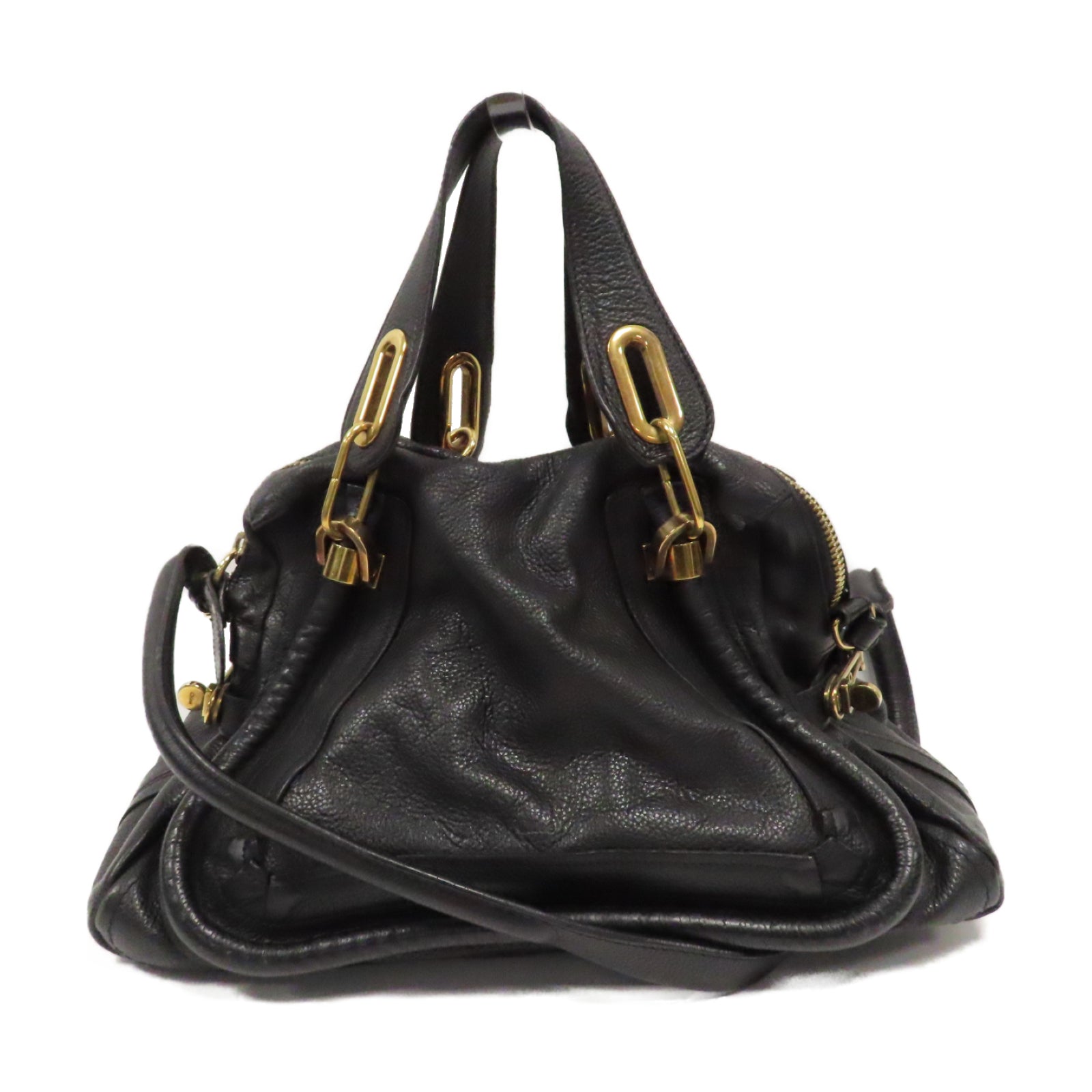 Chloe 【激減優惠】牛皮皮革Shoulder Bag金扣手挽肩背兩用袋黑色