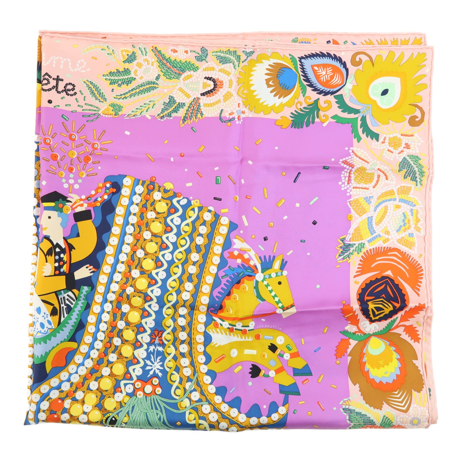 HERMES Scarf 90X90 Silk Multicolor