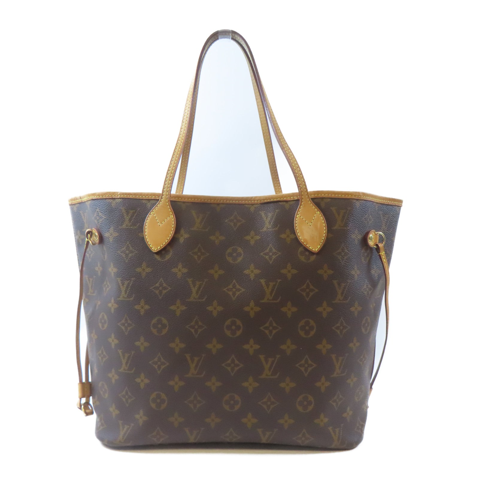 LOUIS VUITTON Monogram Neverfull MM金扣手挽袋啡色