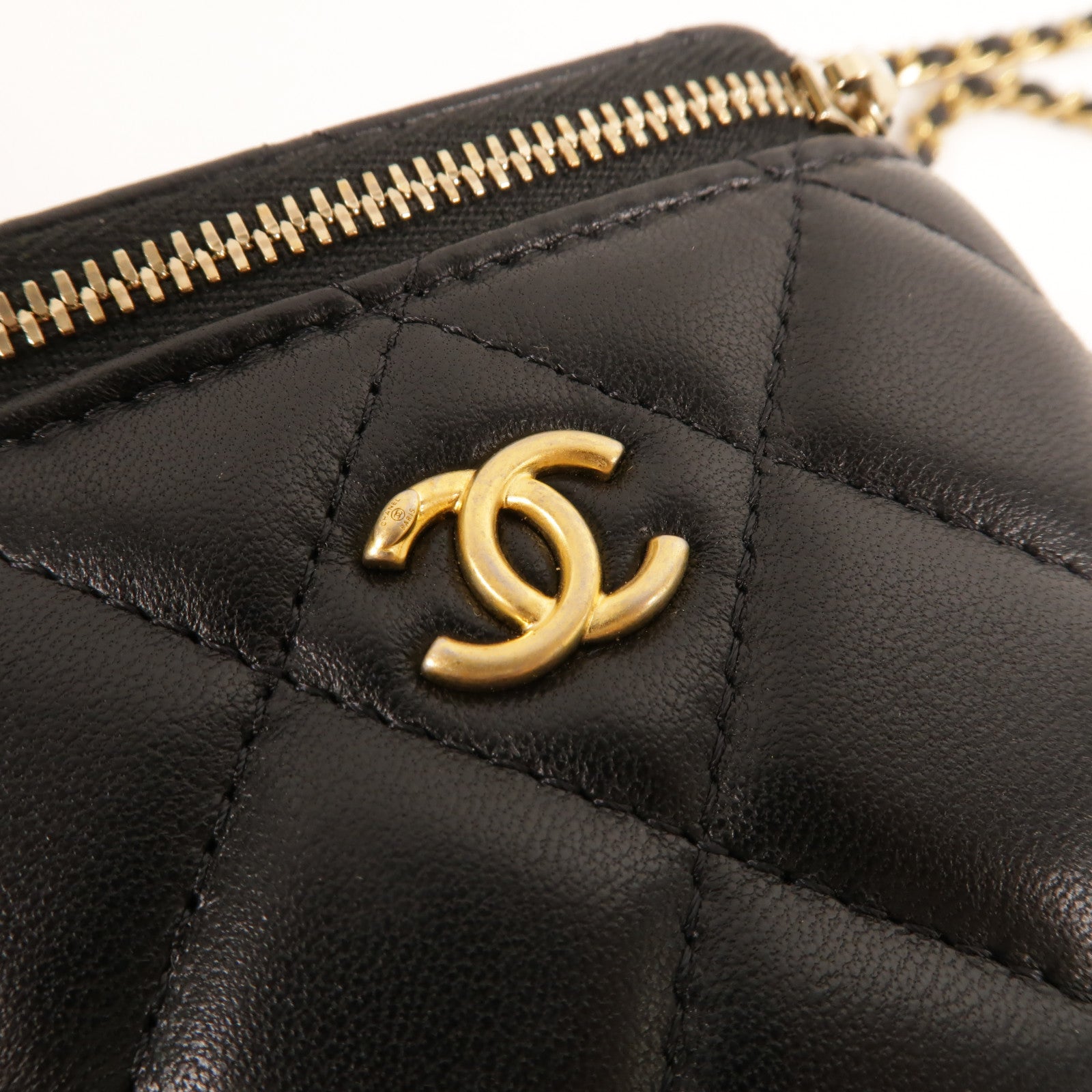CHANEL 羊皮皮革Mini Vanity Case With Gold Ball金扣鏈帶肩背袋