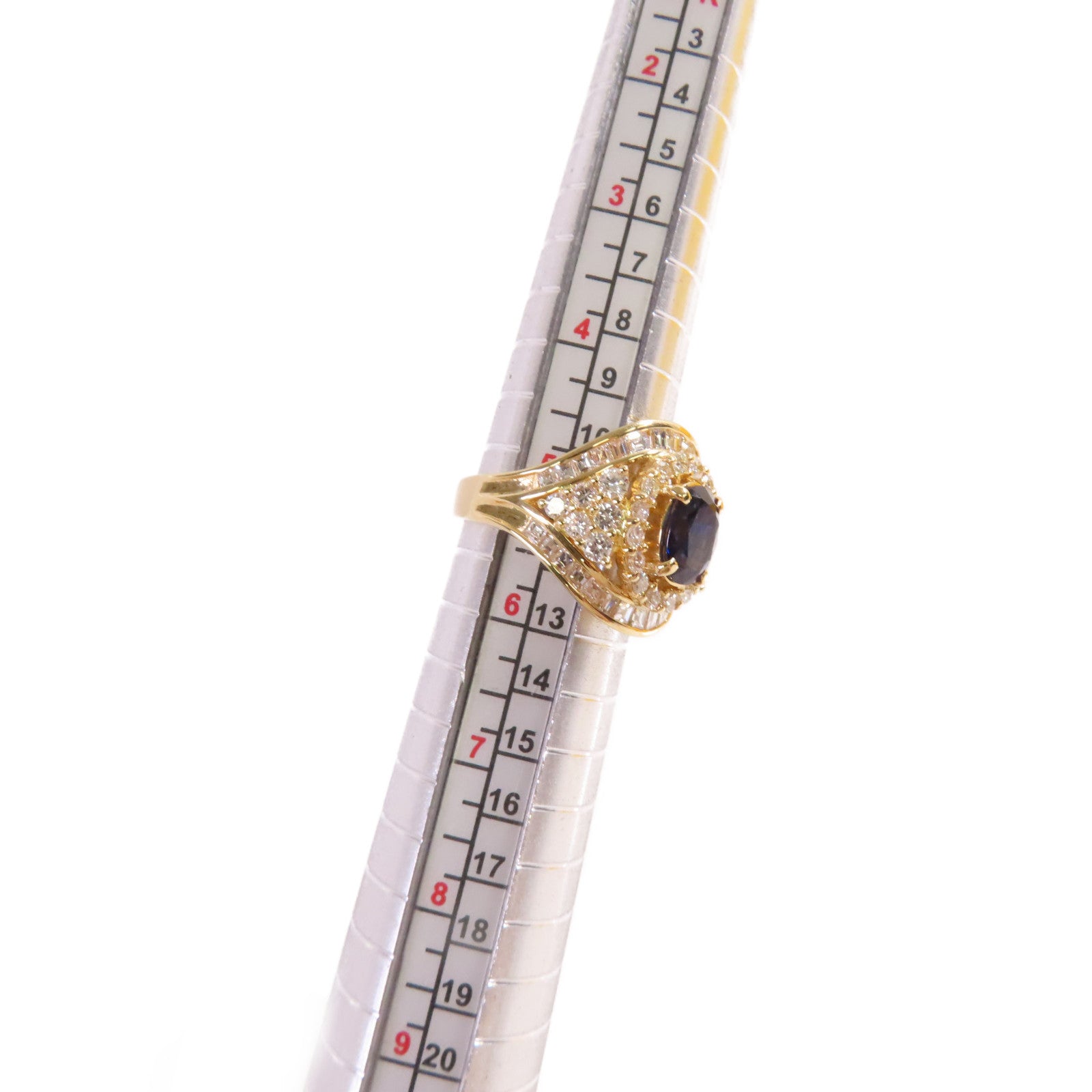 JEWELRY 【激減優惠】18K黃金/1.36ct藍寶石/1.8ct鑽石Sapphire Diamond Ring戒指US#5.25