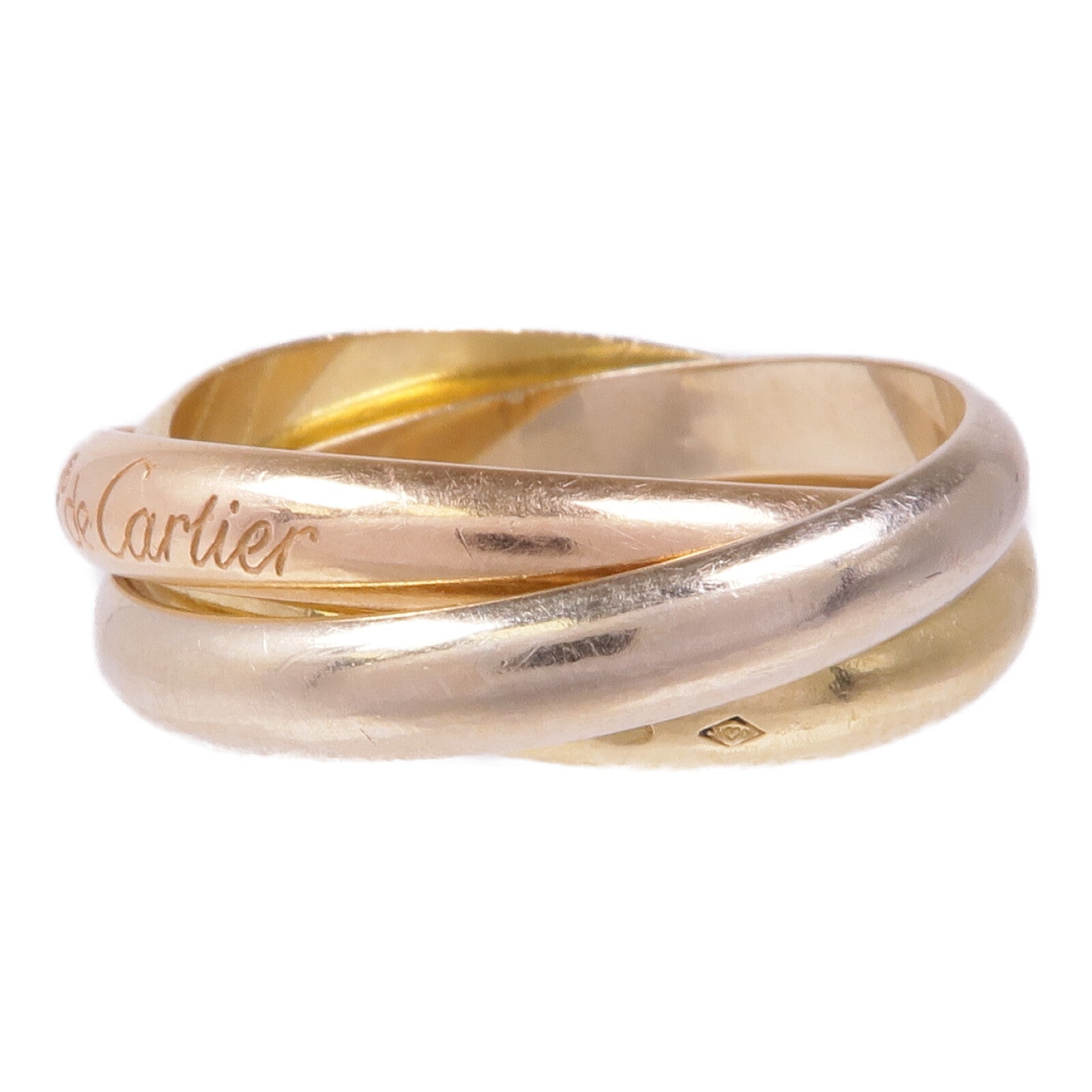CARTIER 18K黃金/白金/玫瑰金Trinity戒指Cartier#62/US#9.75