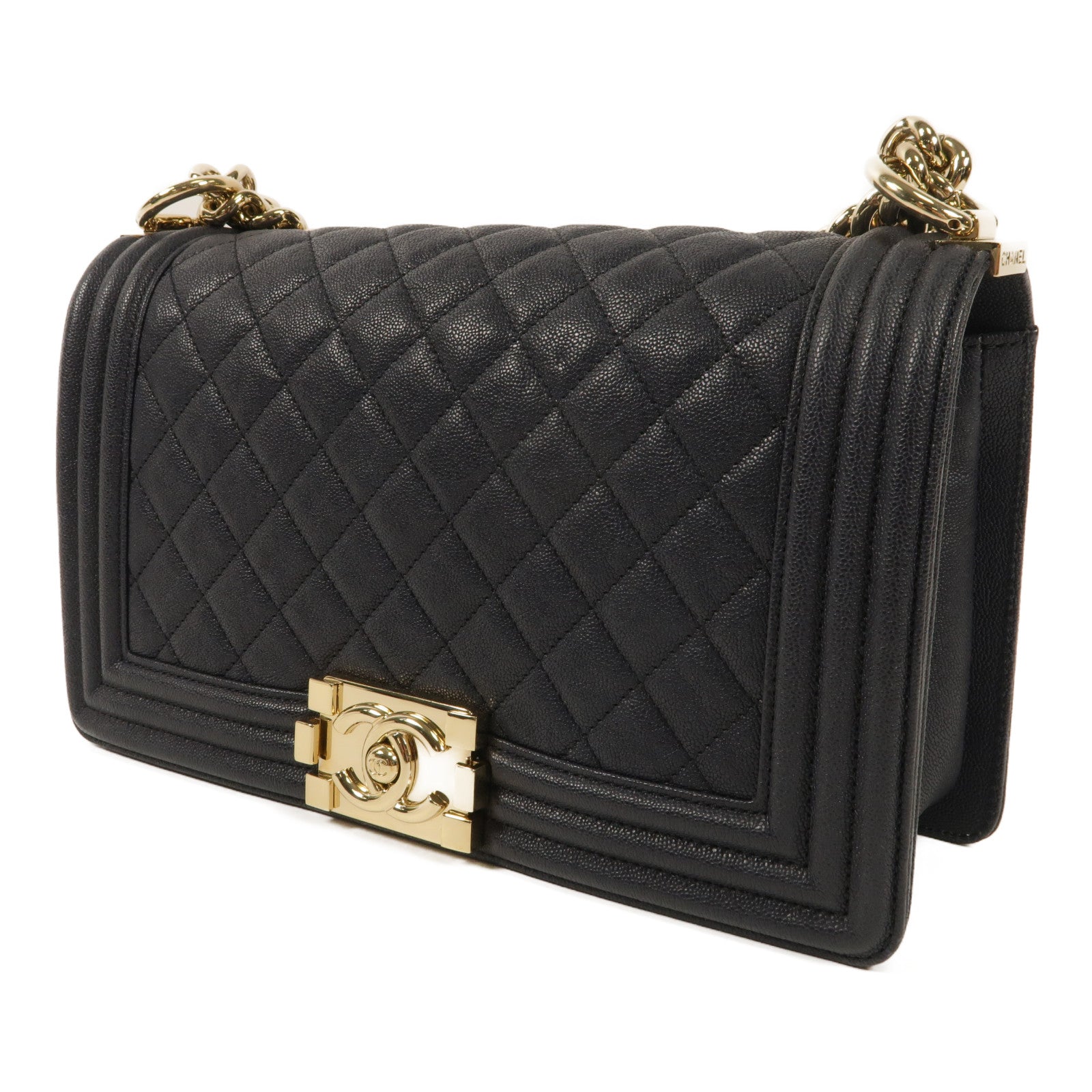 CHANEL 牛皮皮革Boy Chanel金扣鏈帶肩背袋