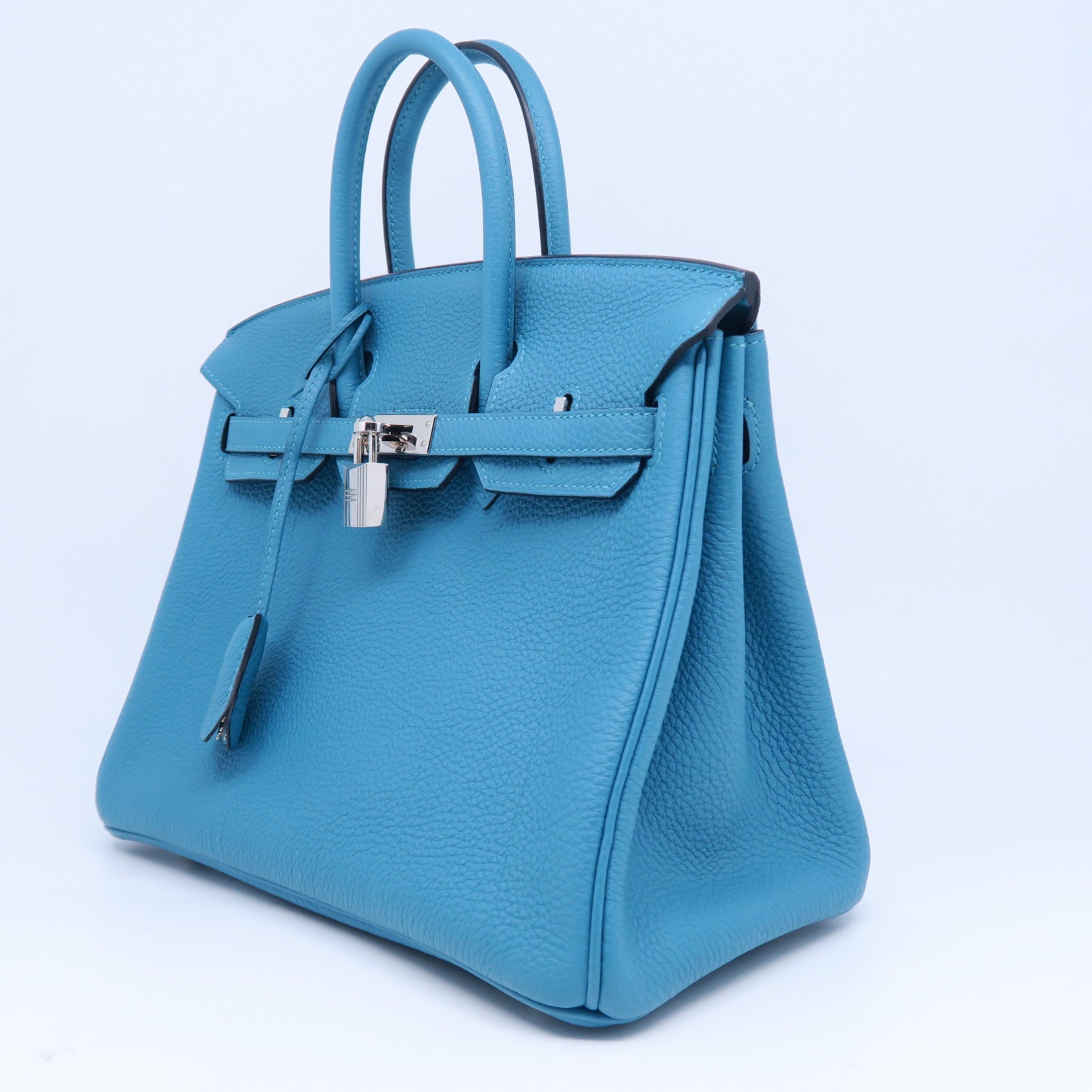 HERMES 【激減優惠】Togo皮革Birkin 25銀扣手挽袋土耳其亮藍