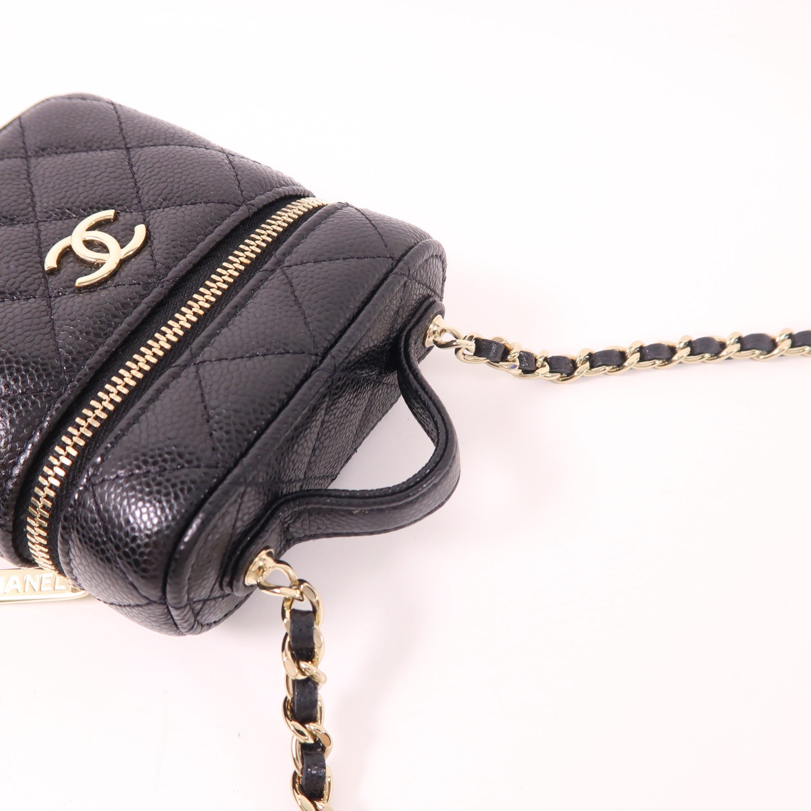 CHANEL 牛皮皮革Chain Shoulder金扣手挽肩背兩用袋