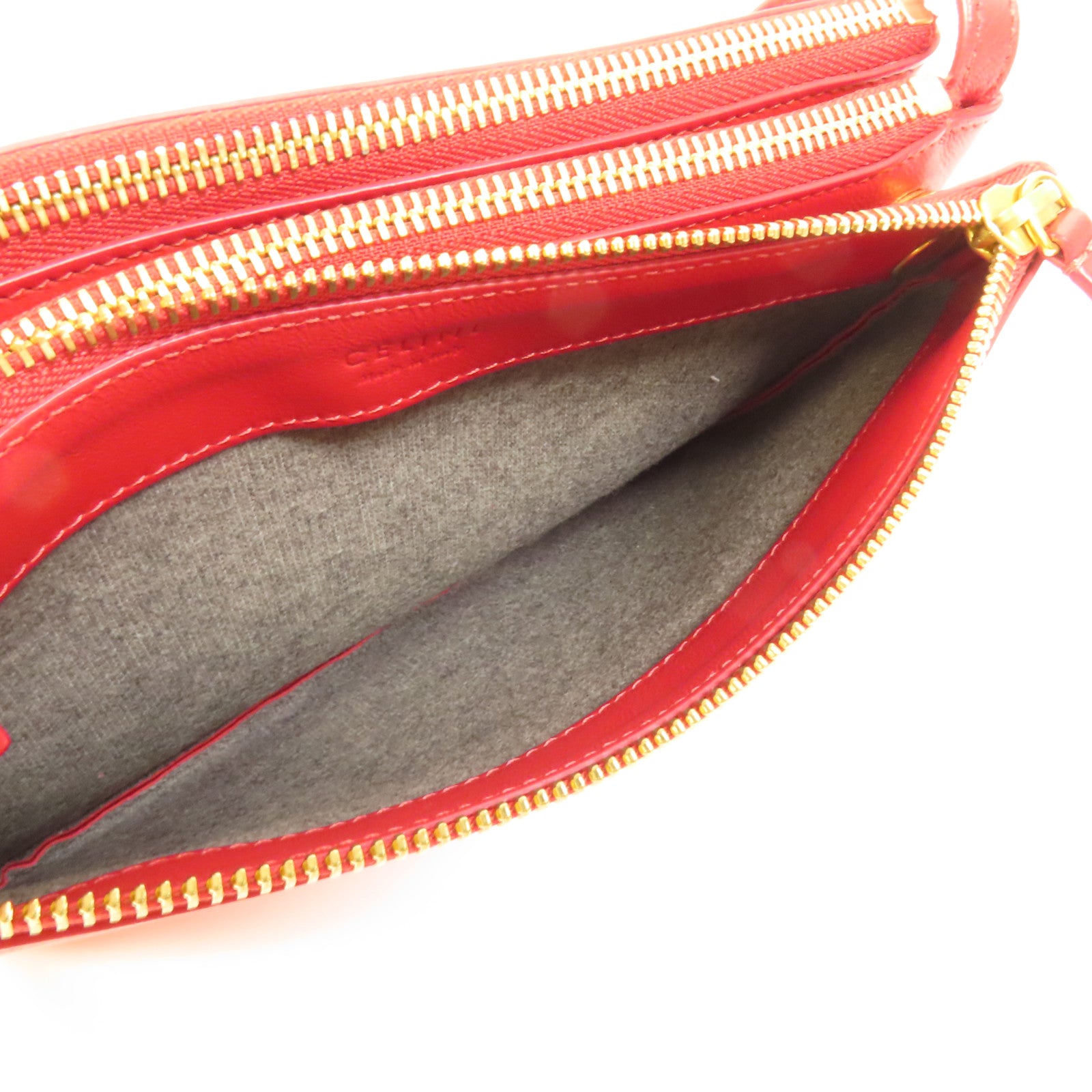 CELINE 羊皮皮革Trio金扣肩背袋