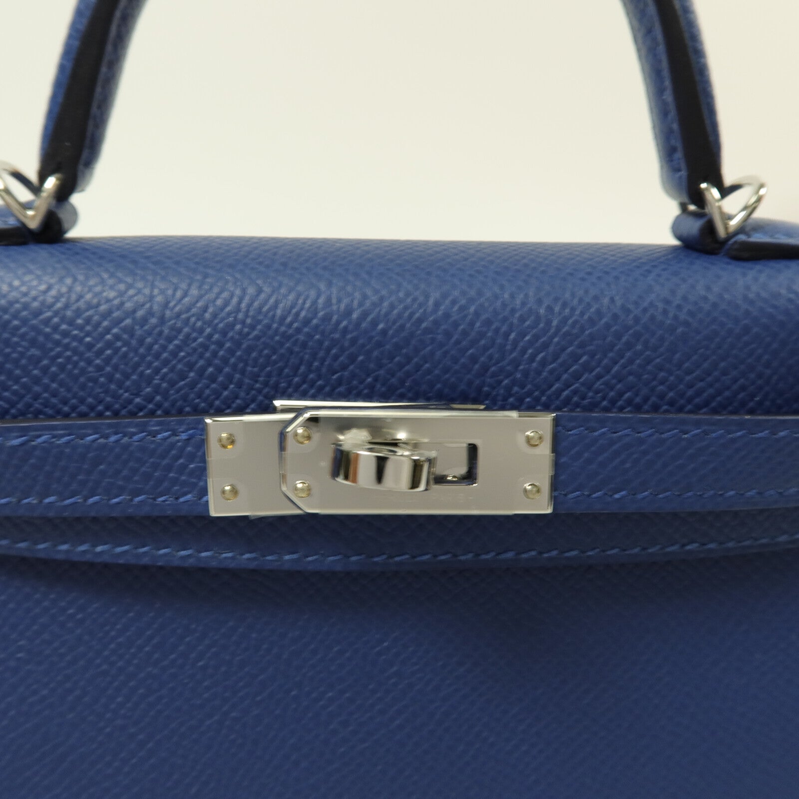 HERMES Epsom皮革Mini Kelly II手挽肩背兩用袋Bleu Tie