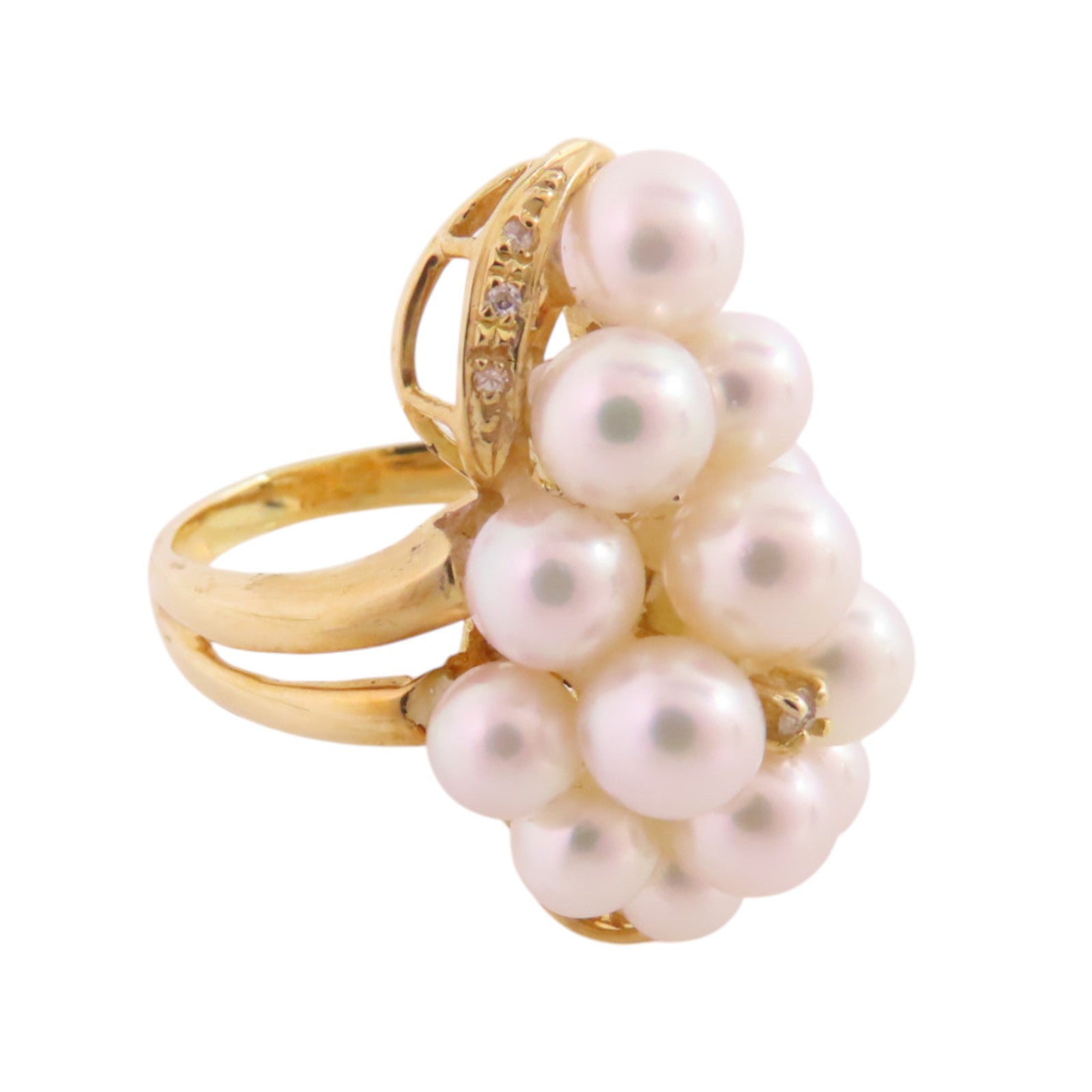 JEWELRY 18K黃金/珍珠/鑽石Pearl Diamond Ring戒指US#7.25