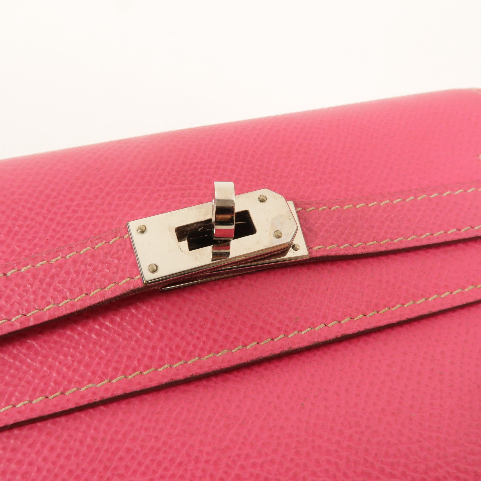 HERMES Epsom皮革Kelly Compact Wallet長錢包Rose Tyrien