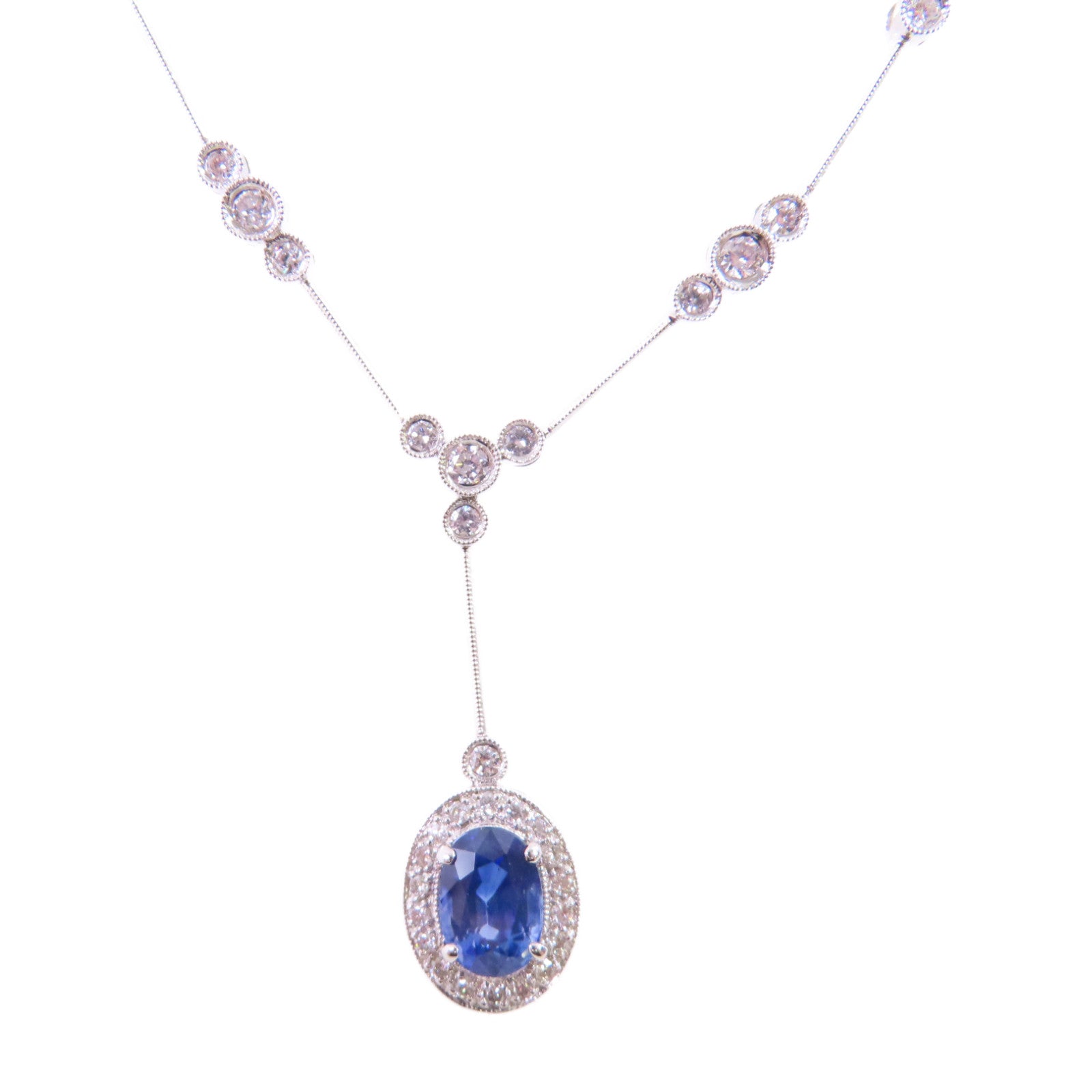 JEWELRY 18K白金/2.147ct藍寶石/0.70ct鑽石Sapphire/Diamond Necklace項鏈