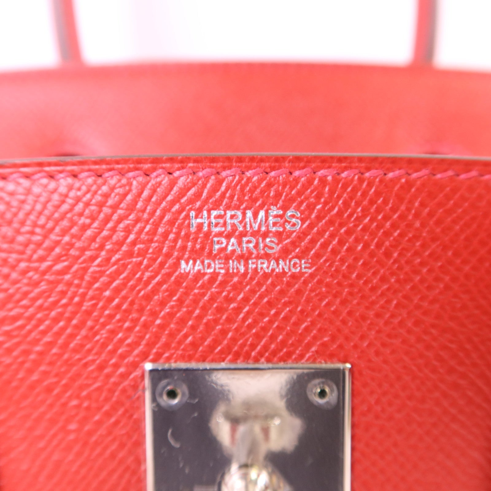 HERMES Epsom皮革Birkin 30銀扣手挽袋Rouge Casaque