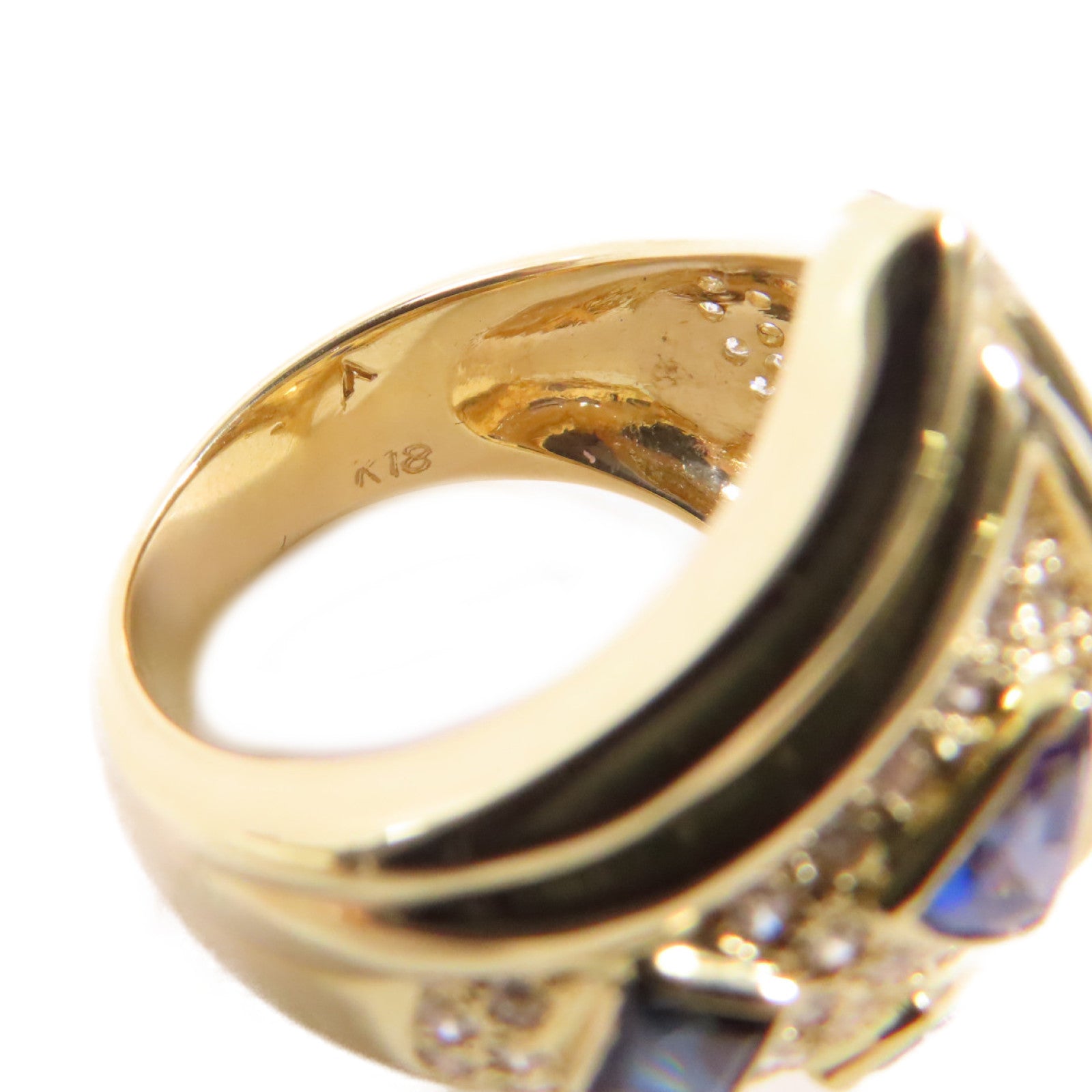 JEWELRY 【激減優惠】18K黃金/1.63ct藍寶石/0.68ct鑽石Sapphire Ring戒指US#6.75