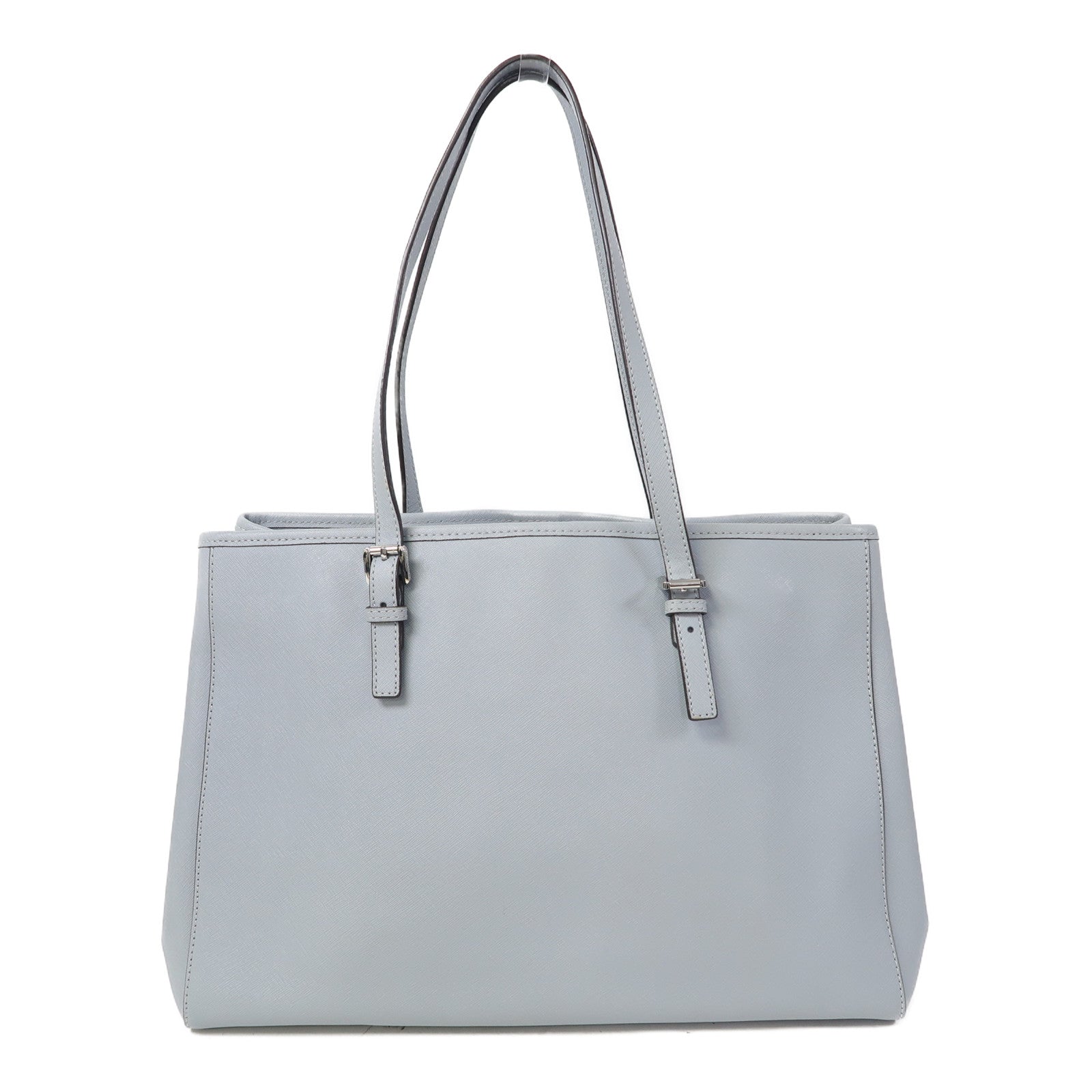 Michael Kors 牛皮皮革Tote Bag銀扣肩背袋藍色