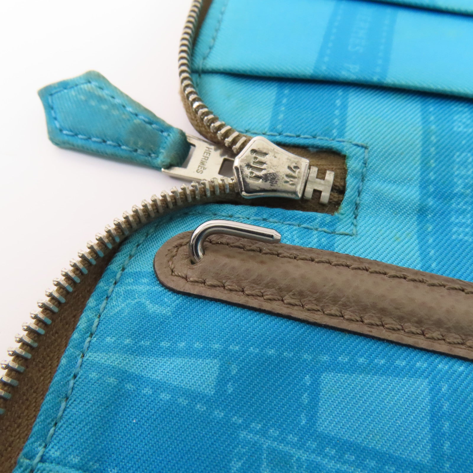 HERMES 皮革Wallet銀扣錢包18 Etoupe