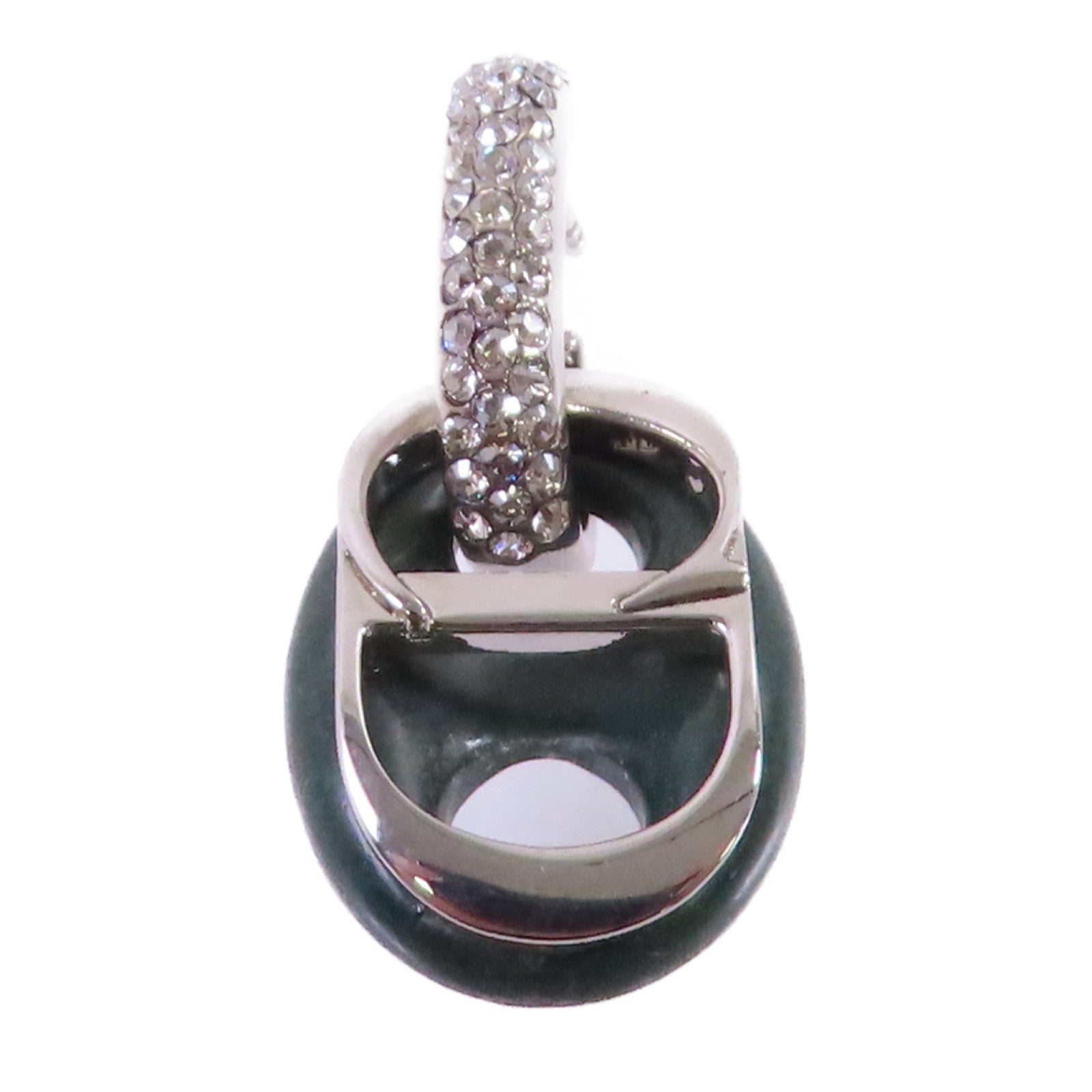 Dior CD Earring 500 Metal PVC Rhinestones Green
