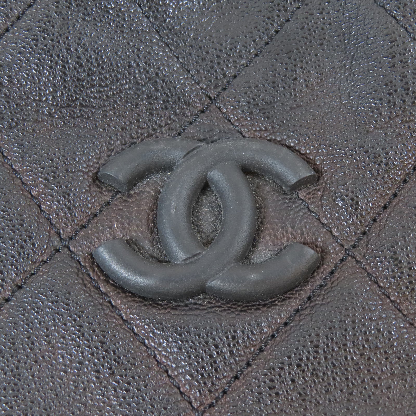 CHANEL 菱格牛皮皮革Shoulder Bag銀扣肩背袋黑色