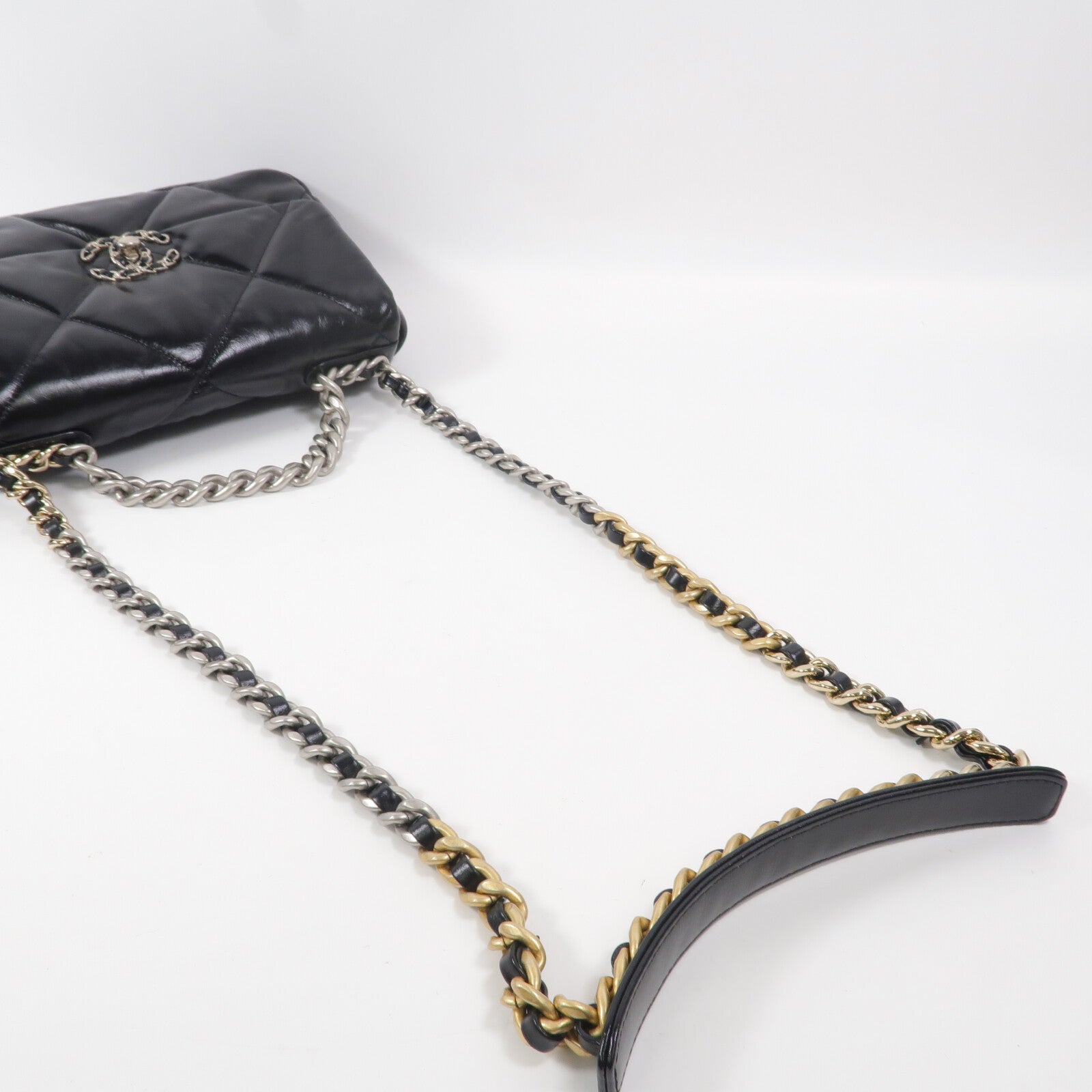 CHANEL 牛皮皮革Chanel 19 Small鏈帶手挽肩背兩用袋