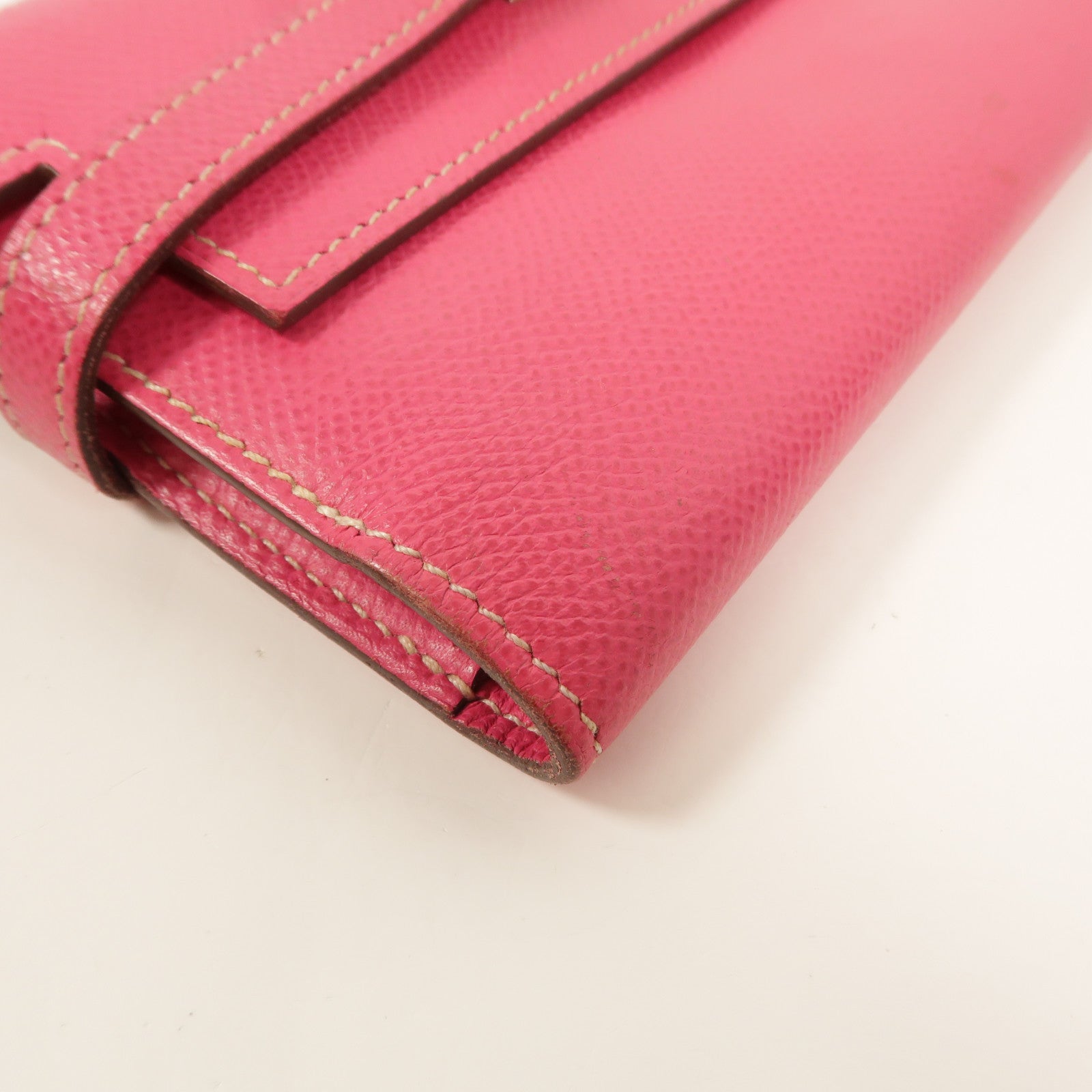 HERMES Epsom皮革Kelly Compact Wallet長錢包Rose Tyrien