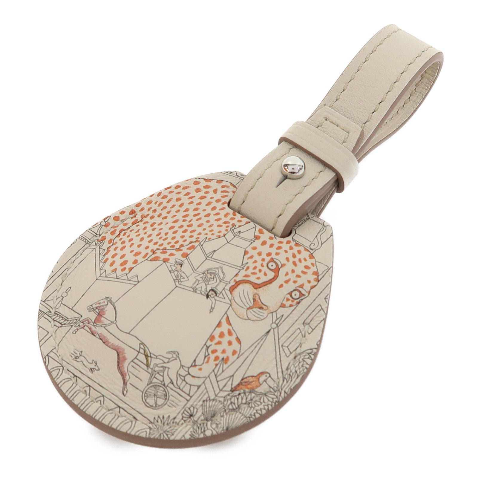 HERMES Swift皮革Air Tag掛飾冰川白色