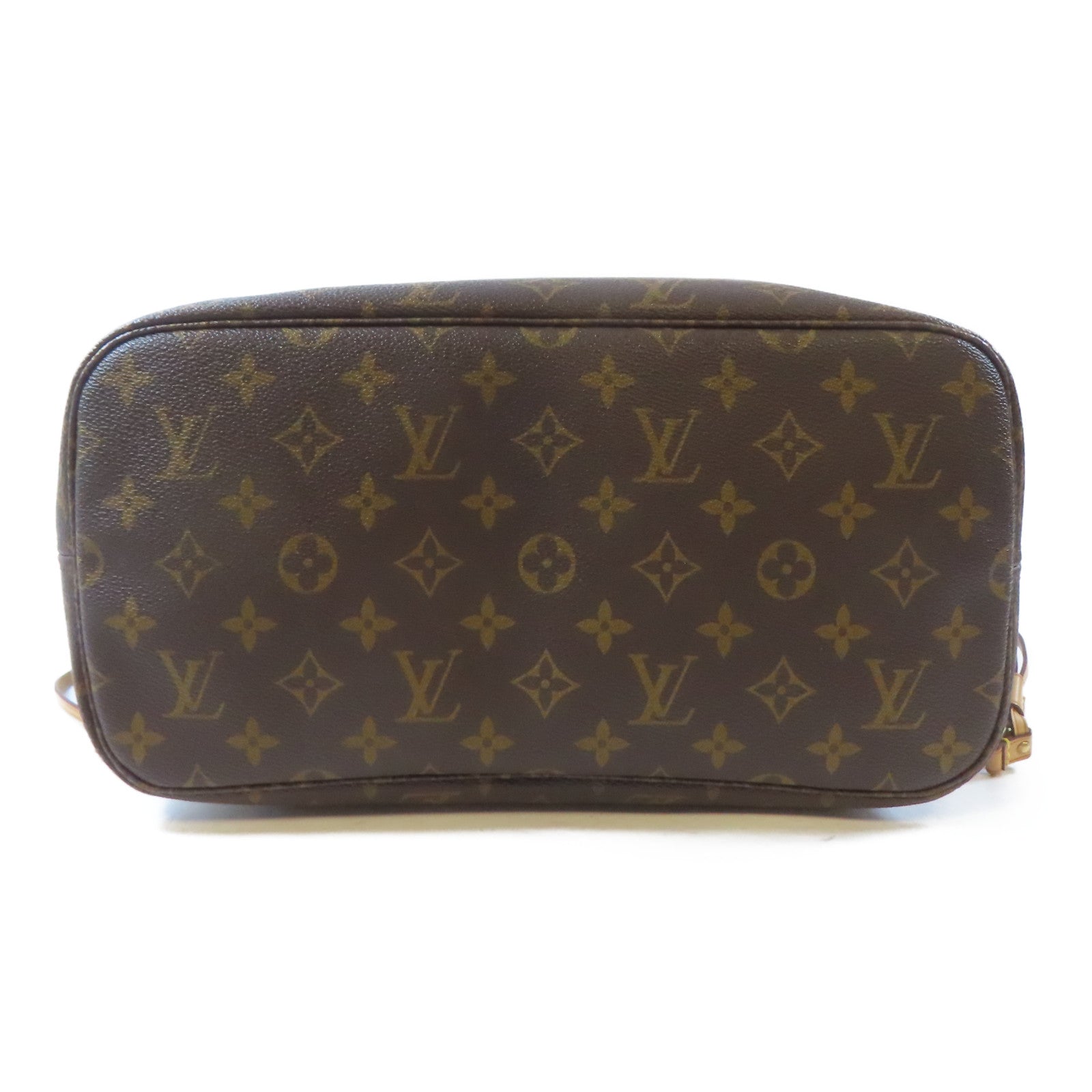 LOUIS VUITTON Monogram Neverfull MM金扣手挽袋啡色