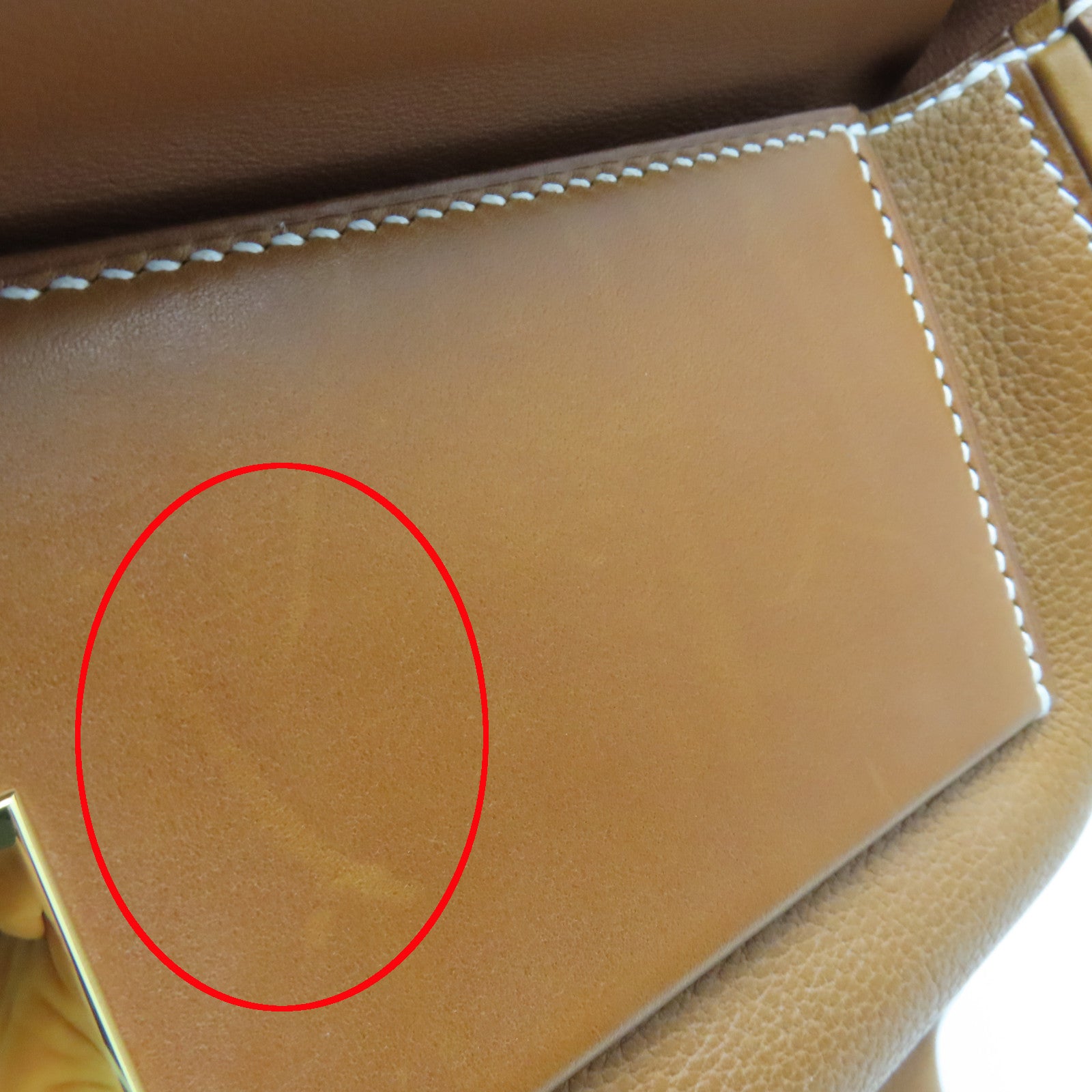 HERMES Barenia Leather 24/24 35cm Gold Buckle Handle Bag Brown