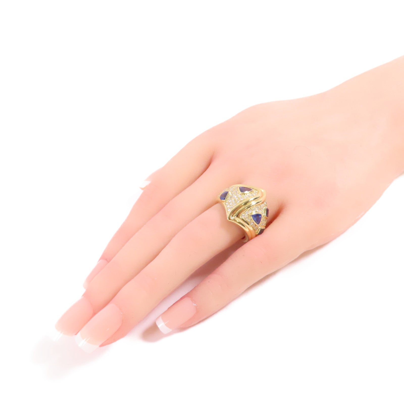 JEWELRY 【激減優惠】18K黃金/1.63ct藍寶石/0.68ct鑽石Sapphire Ring戒指US#6.75