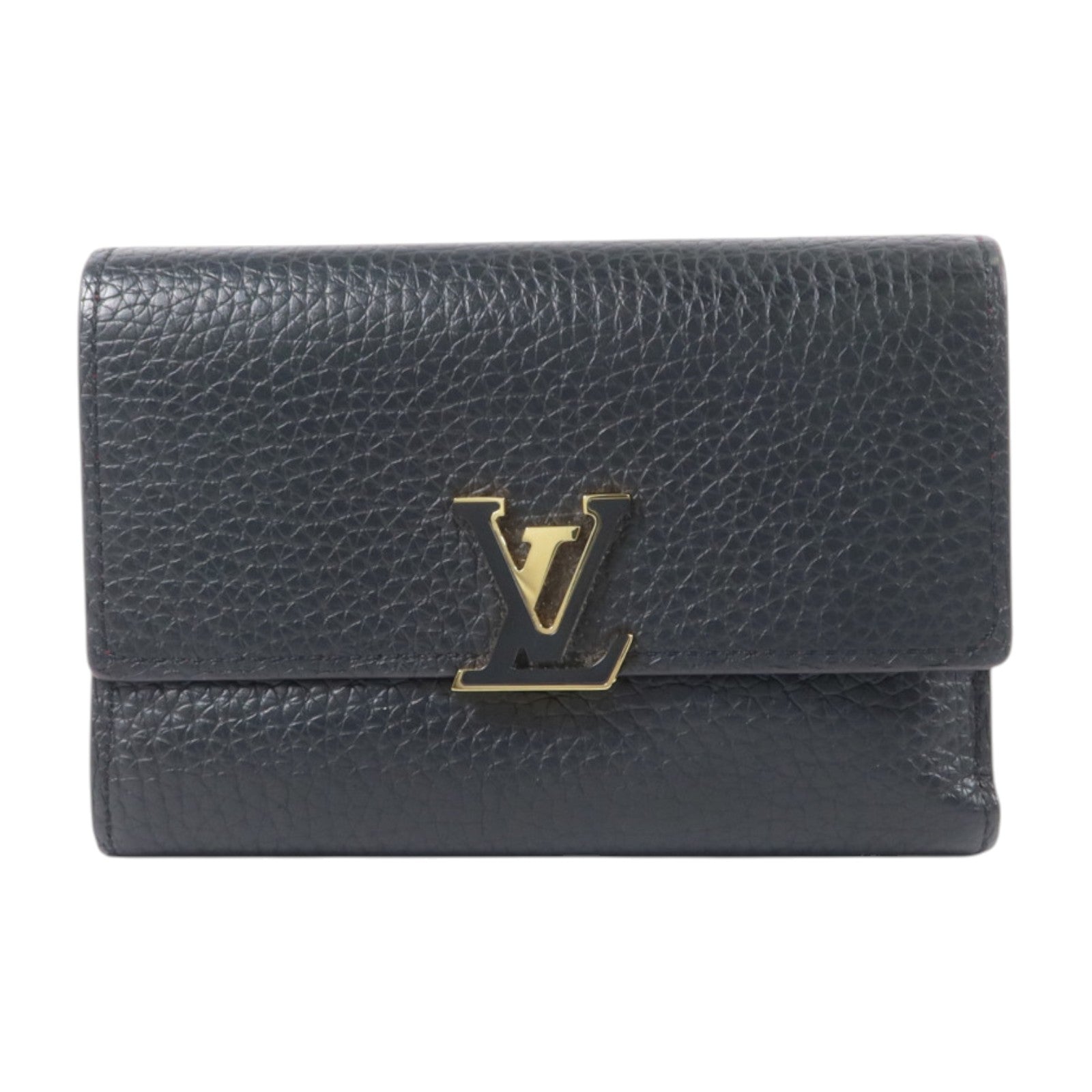 LOUIS VUITTON Taurillon Capucines Compact Wallet金扣錢包