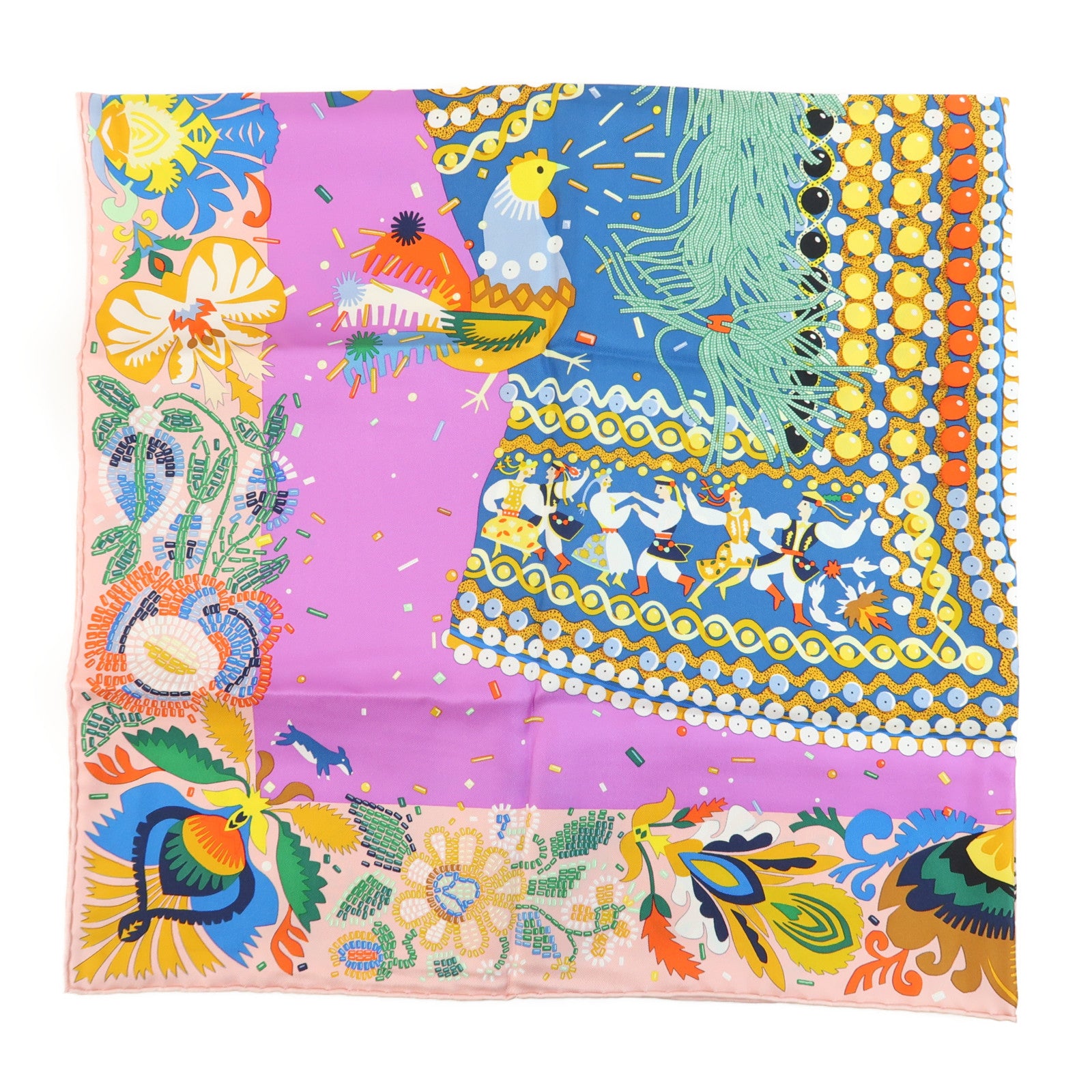 HERMES Scarf 90X90 Silk Multicolor