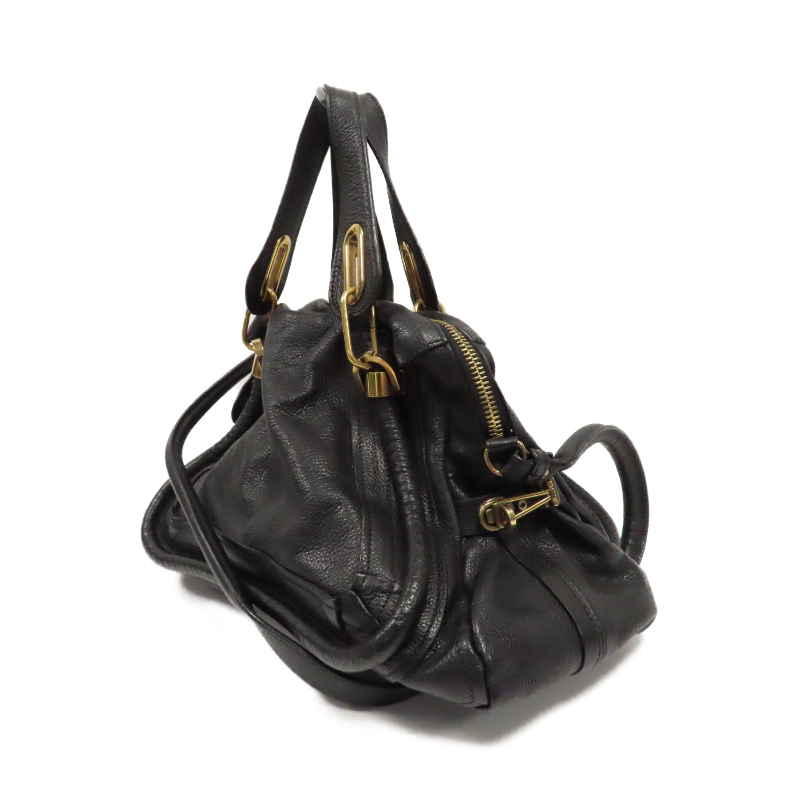 Chloe 【激減優惠】牛皮皮革Shoulder Bag金扣手挽肩背兩用袋黑色