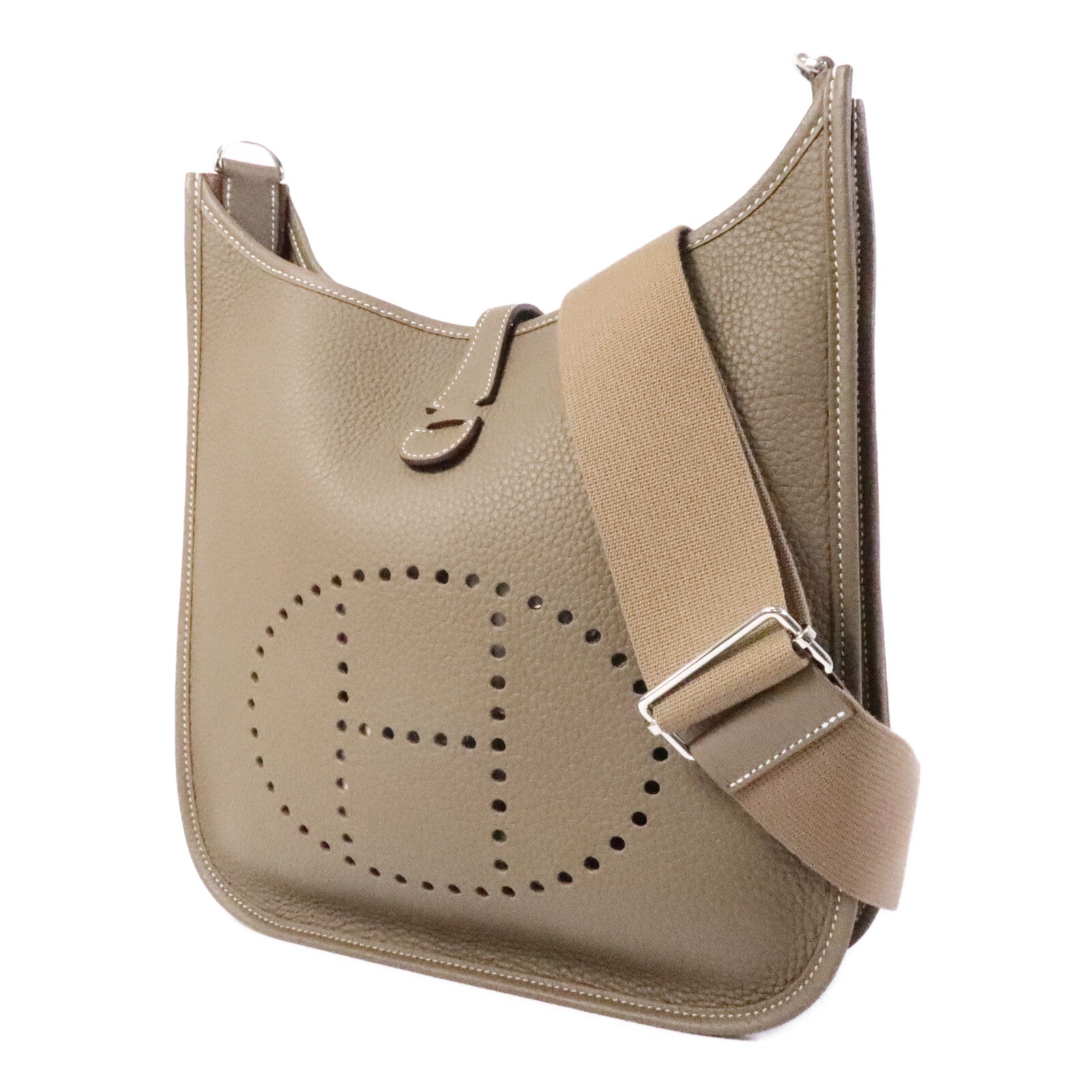 HERMES Clemence皮革Evelyne PM肩背袋Etoupe