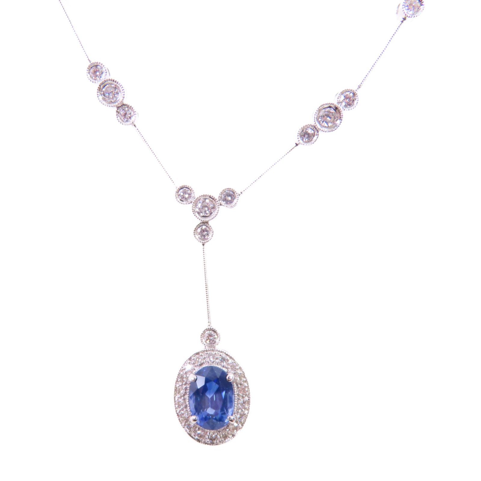 JEWELRY 18K白金/2.147ct藍寶石/0.70ct鑽石Sapphire/Diamond Necklace項鏈