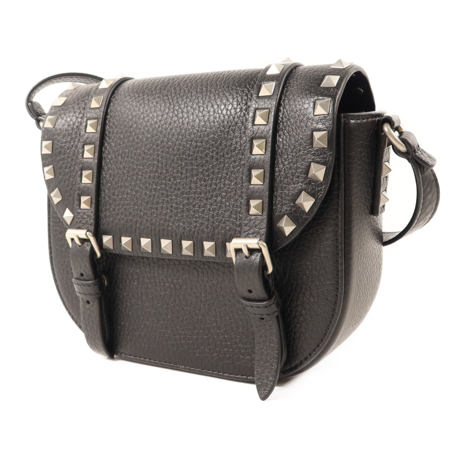 Valentino 牛皮皮革Rockstud Messenger Bag銀扣肩背袋
