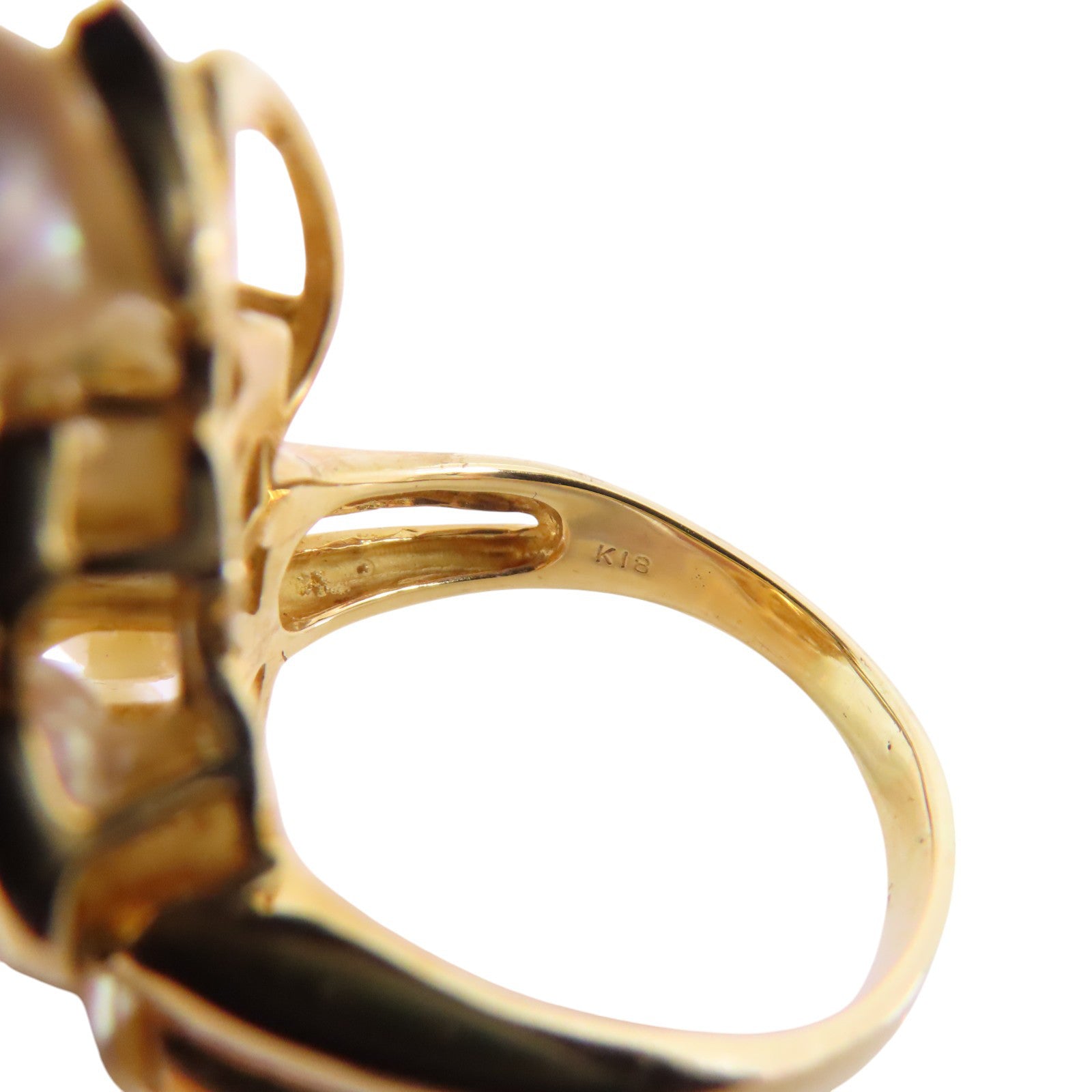 JEWELRY 18K黃金/珍珠/鑽石Pearl Diamond Ring戒指US#7.25