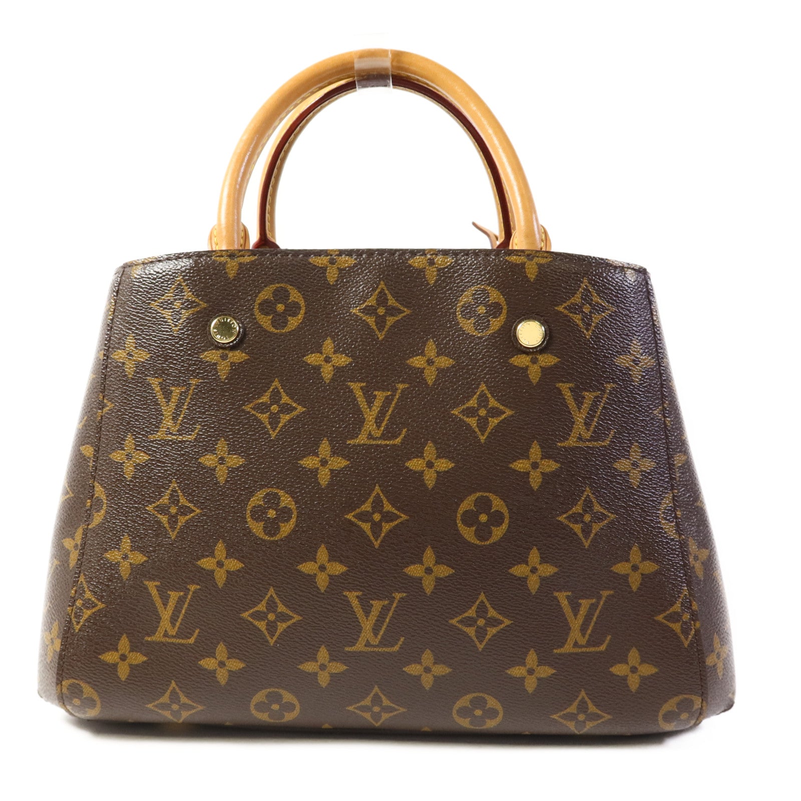 LOUIS VUITTON Monogram Montaigne BB金扣手挽肩背兩用袋棕色