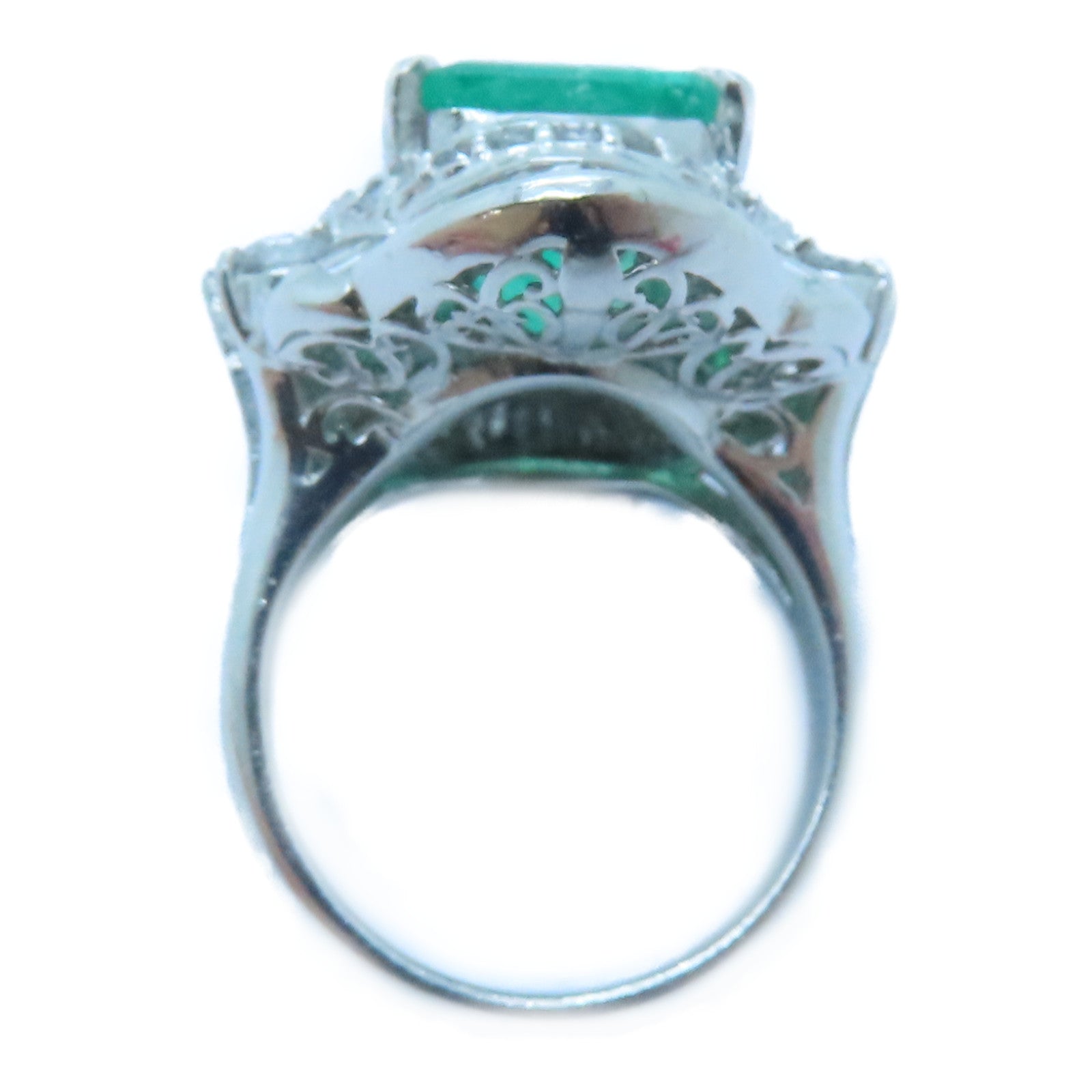 JEWELRY PT900鉑金Emerald Diamond Ring 5.63ct綠寶石/2.08ct鑽石戒指US#6