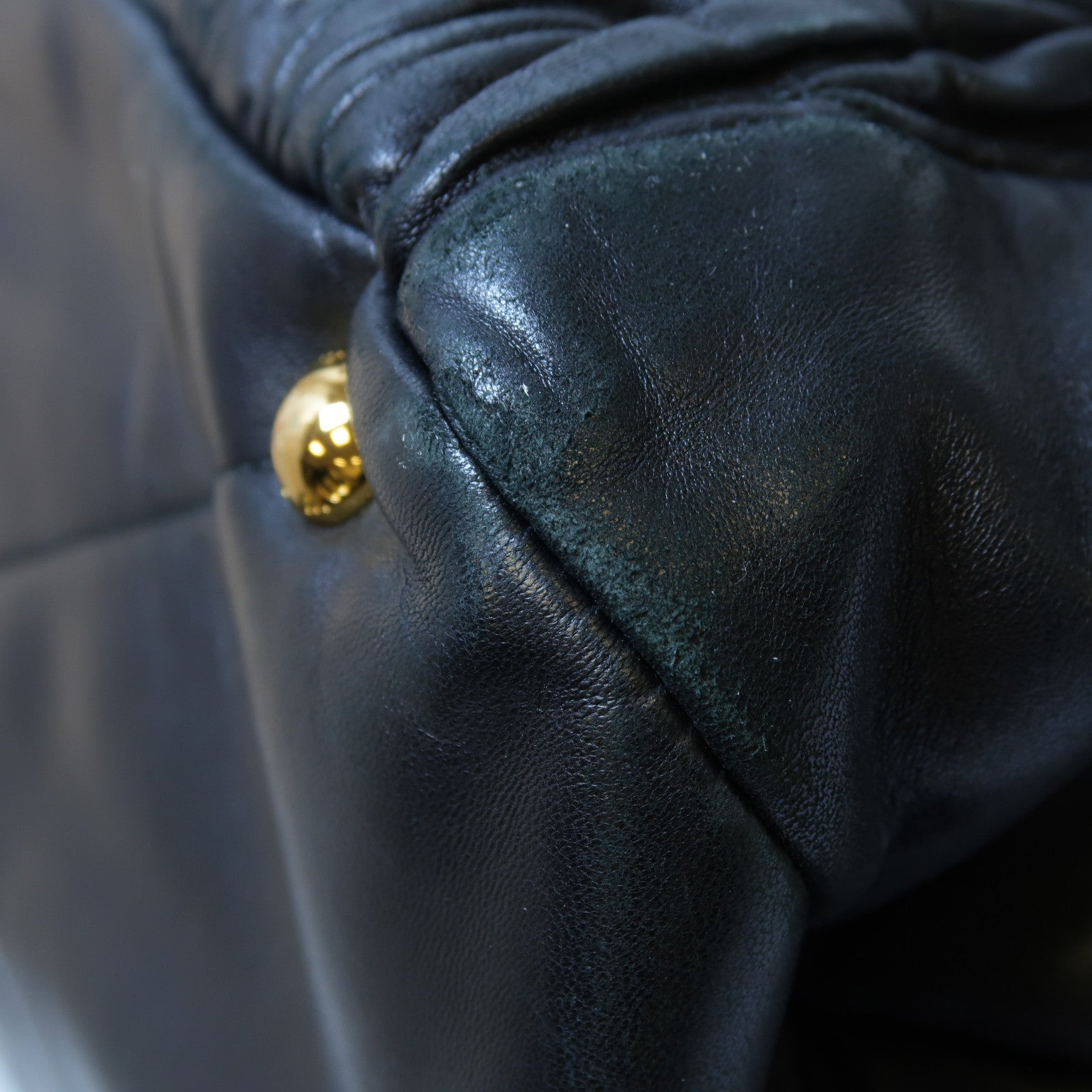 Miu Miu 牛皮皮革Shoulder Bag金扣手挽肩背兩用袋黑色