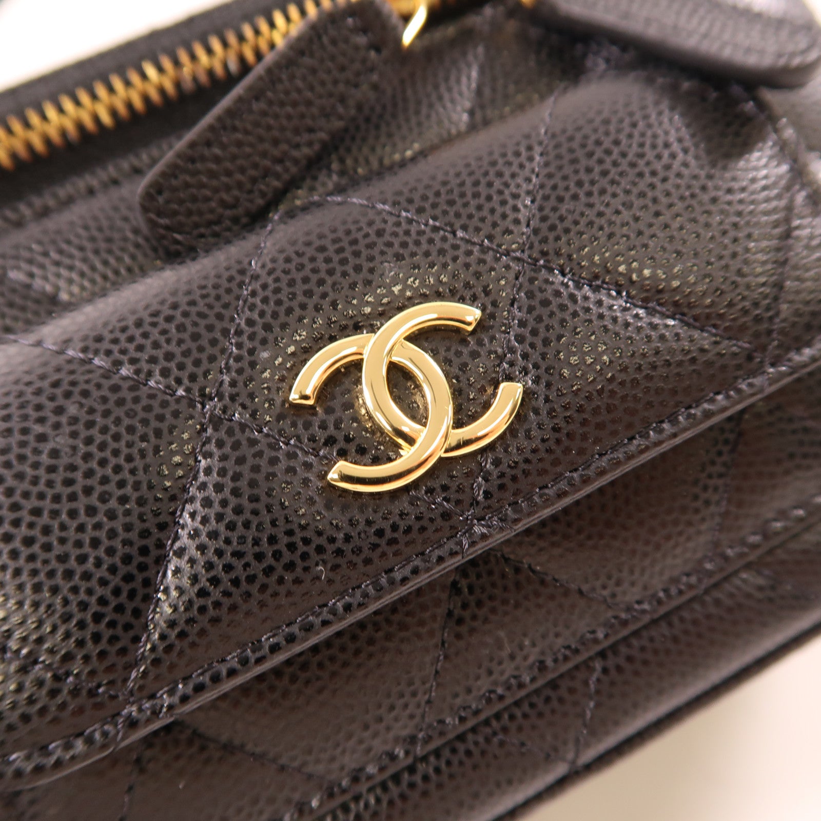 CHANEL 牛皮皮革2 Way Chain Shoulder金扣手挽肩背兩用袋