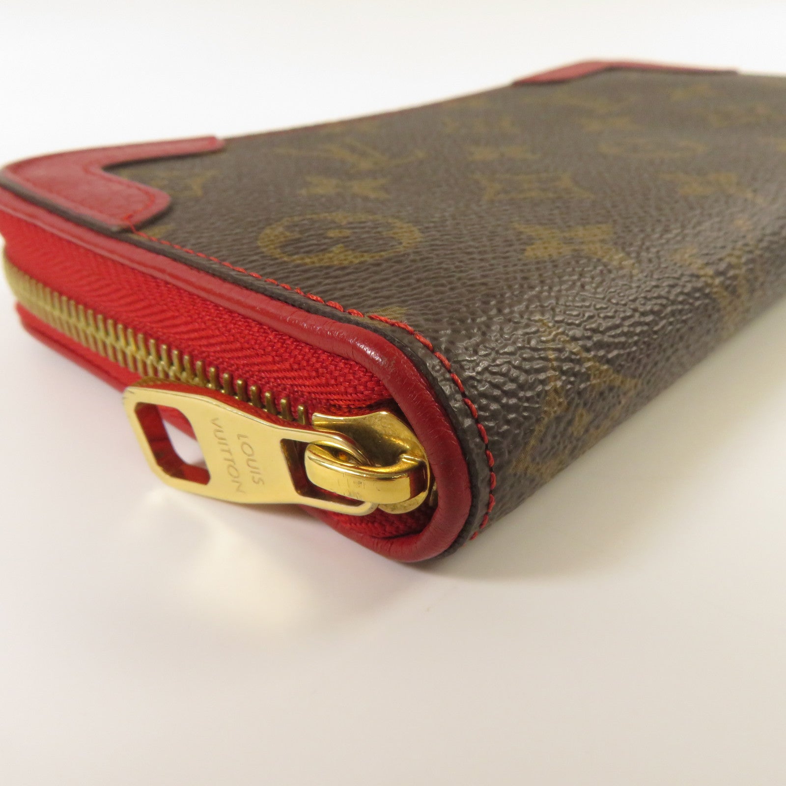 LOUIS VUITTON 【激減優惠】Monogram Zippy Wallet Retiro金扣長錢包紅色/啡色