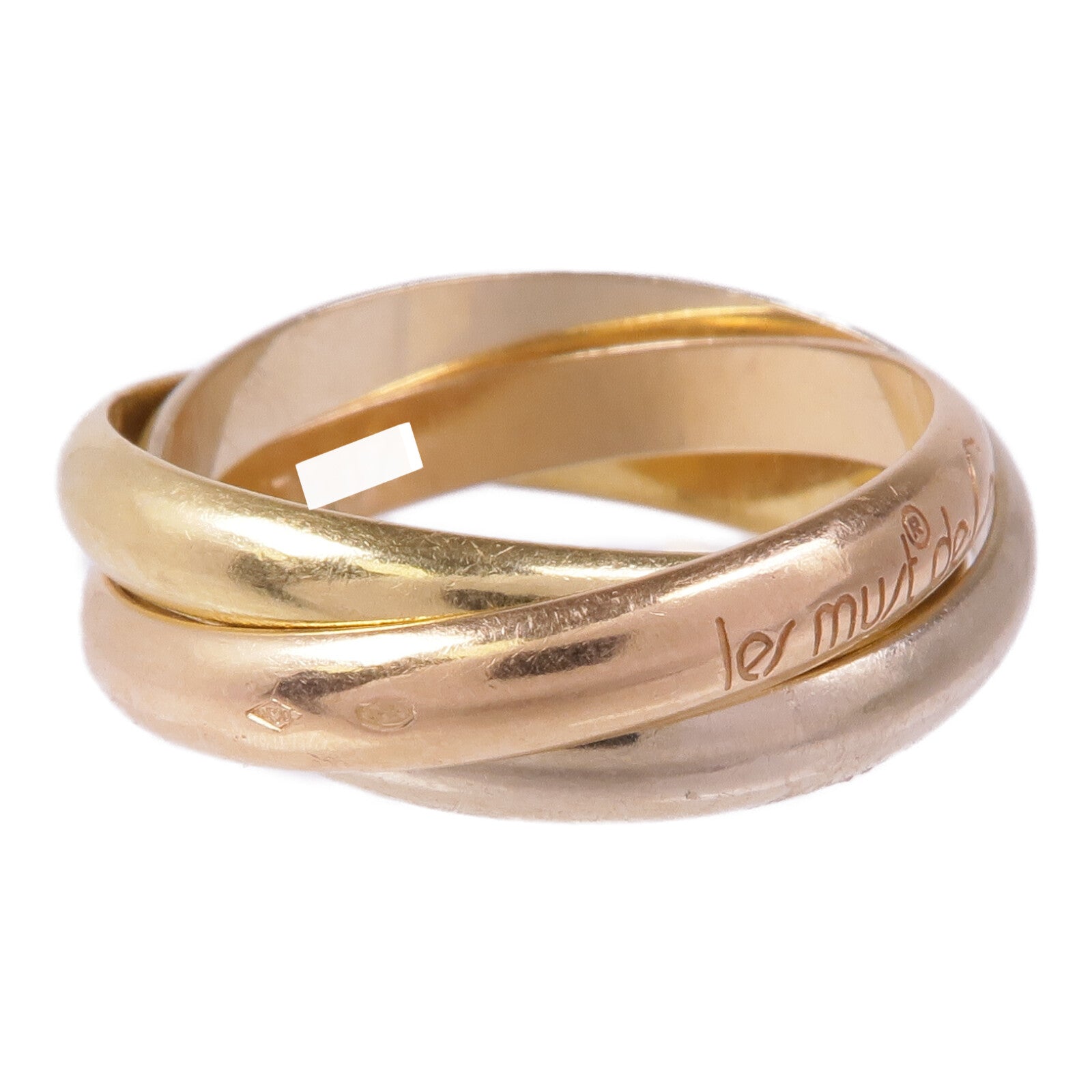 CARTIER 18K黃金/白金/玫瑰金Trinity戒指Cartier#62/US#9.75