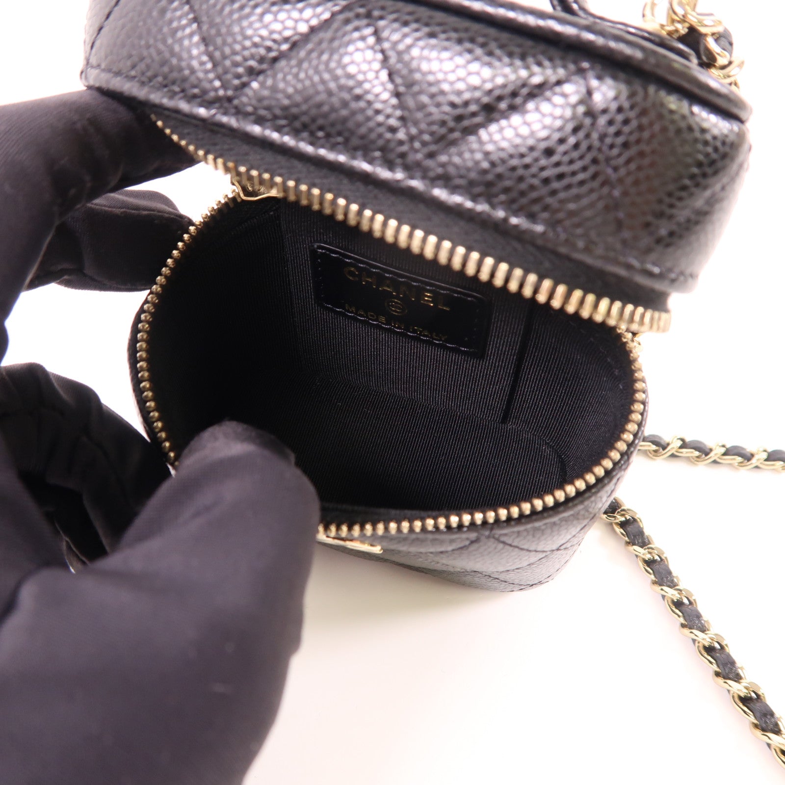 CHANEL 牛皮皮革Chain Shoulder金扣手挽肩背兩用袋