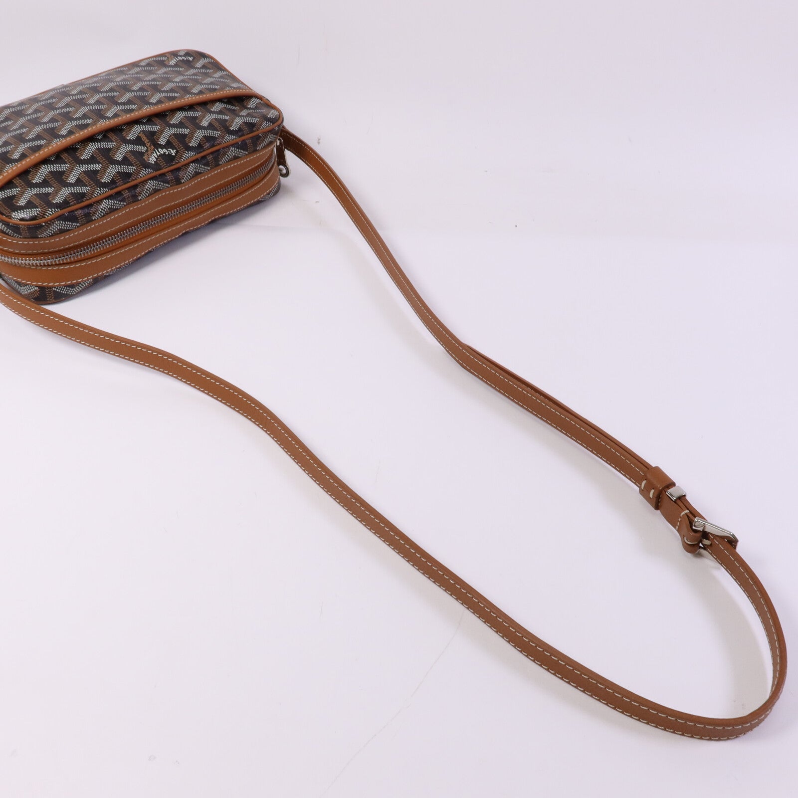 GOYARD 塗層帆布Cap-Vert PM銀扣肩背袋
