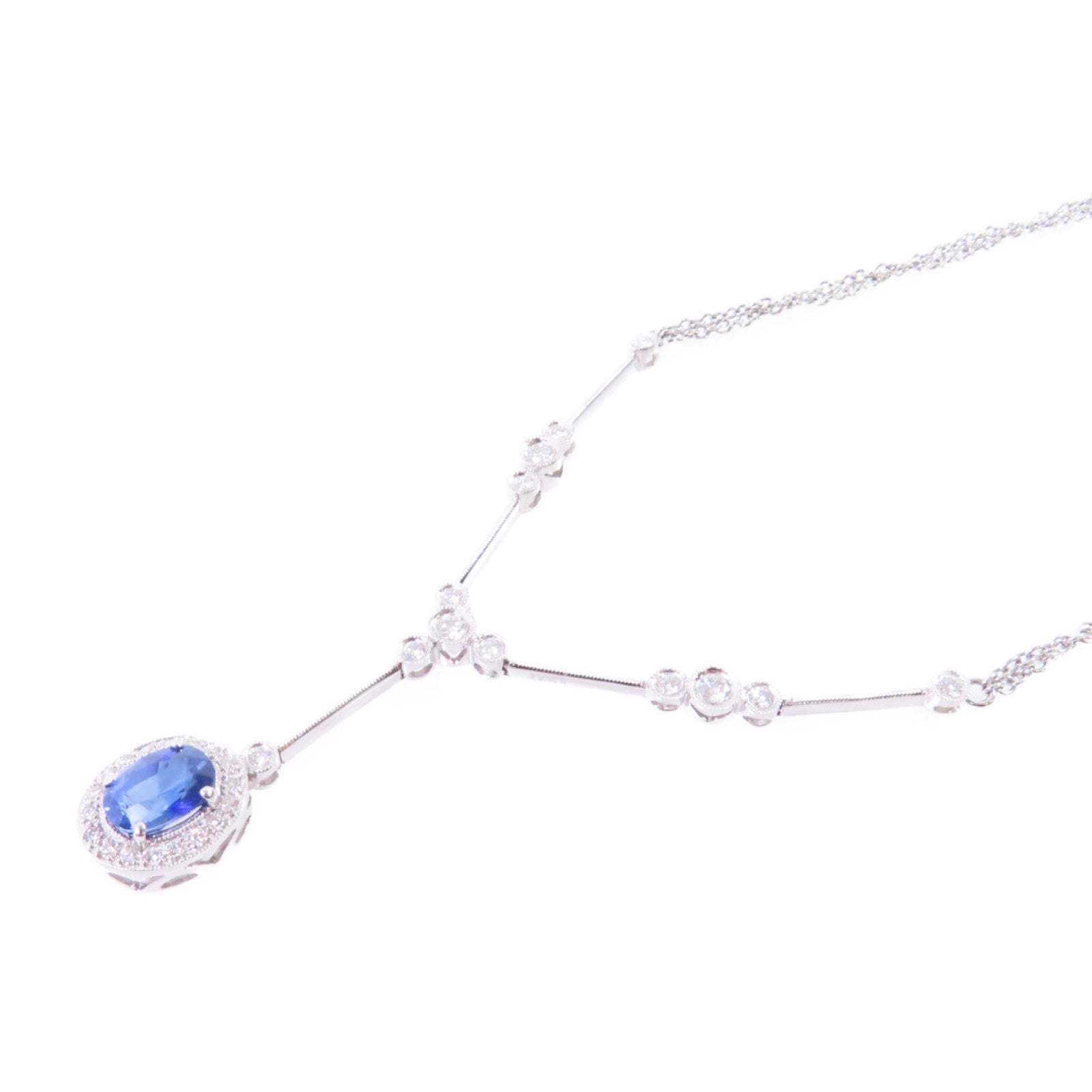 JEWELRY 18K白金/2.147ct藍寶石/0.70ct鑽石Sapphire/Diamond Necklace項鏈