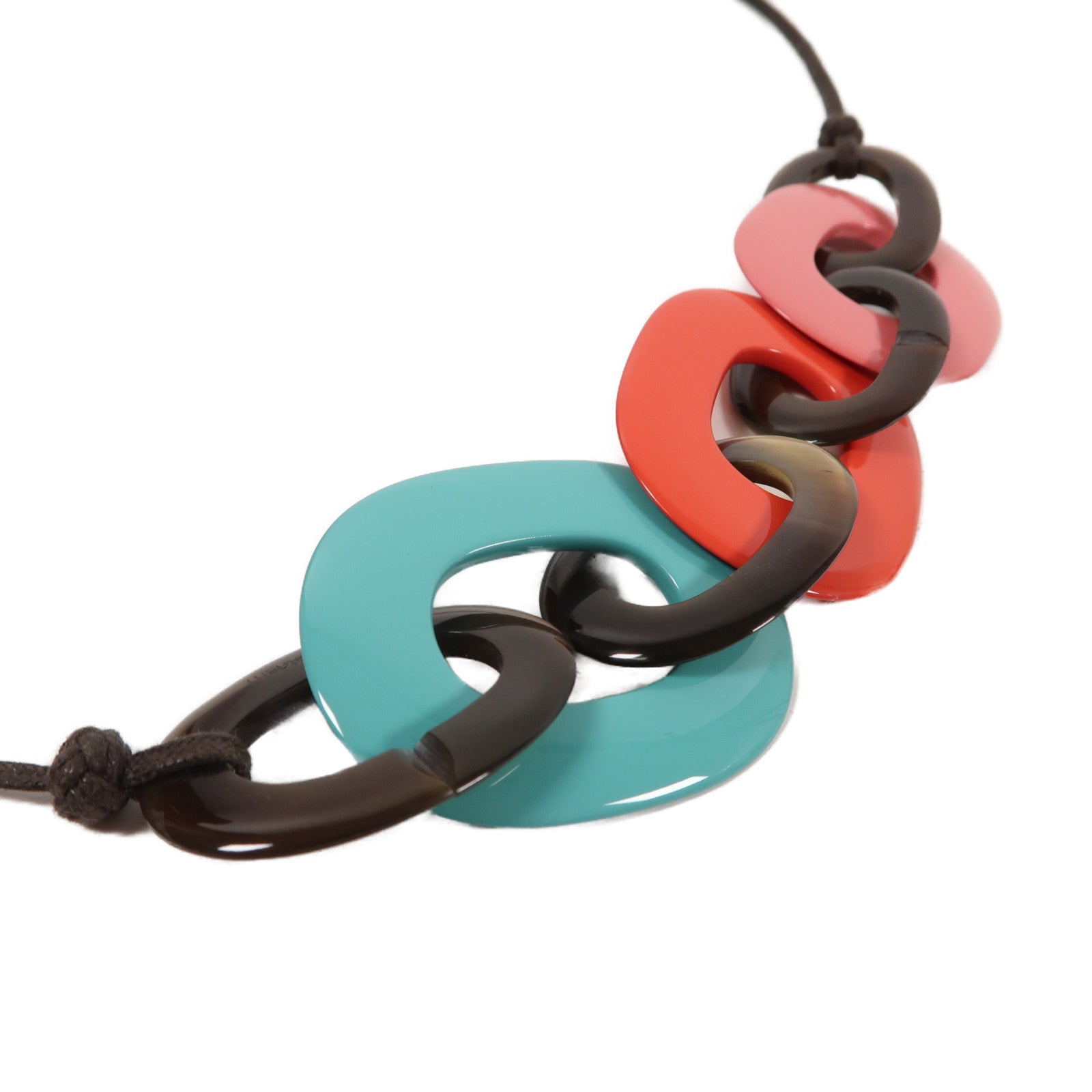 HERMES 水牛角Karamba Necklace項鍊紅色/粉紅色/綠色