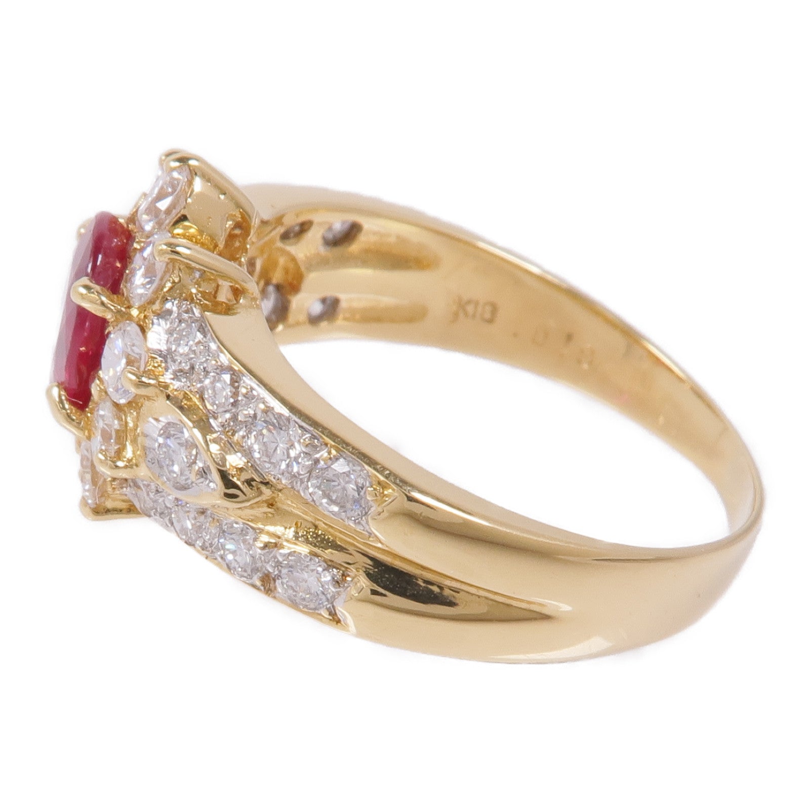 JEWELRY 【激減優惠】18K黃金Ruby/Diamond Ring紅寶石/鑽石戒指US#6.75