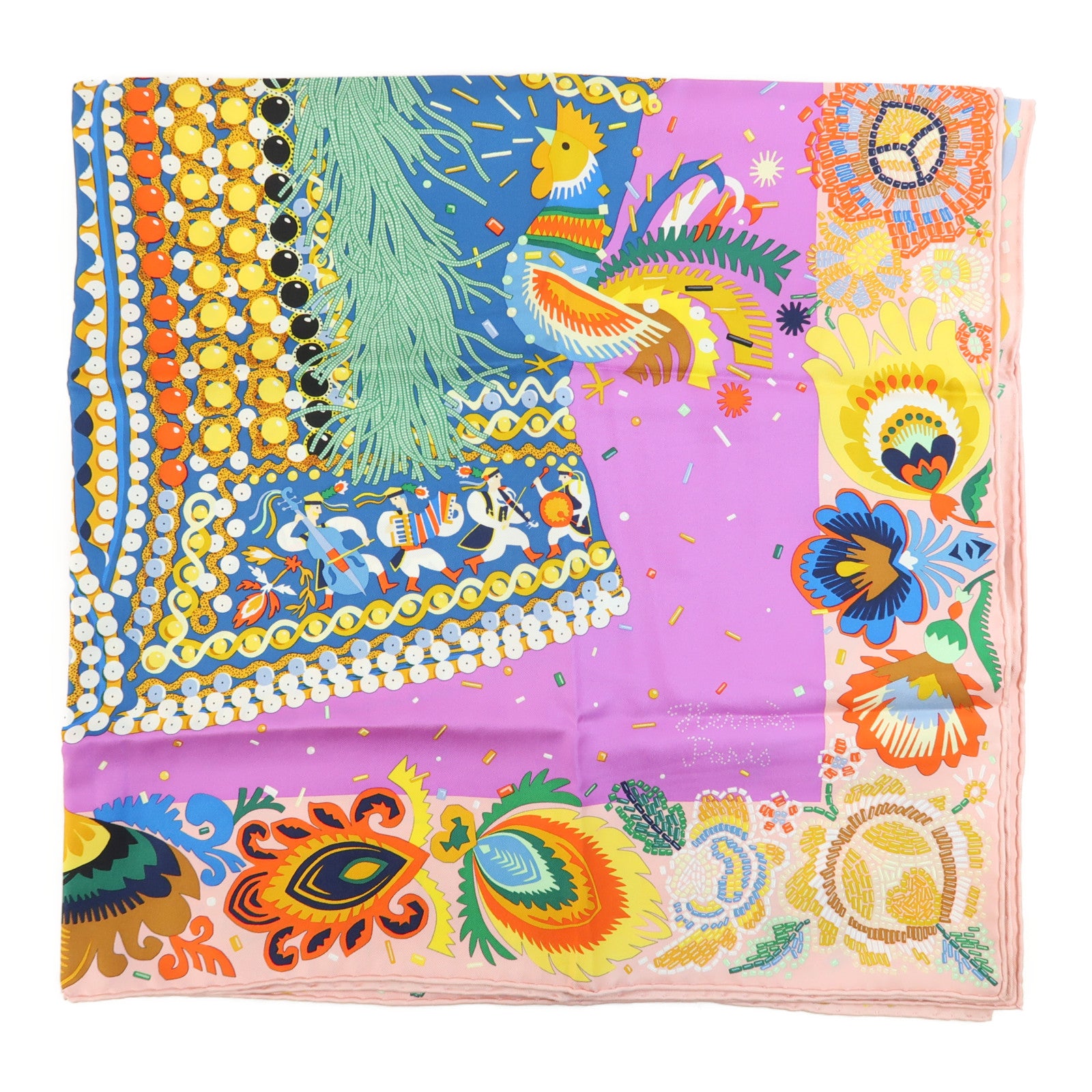 HERMES Scarf 90X90 Silk Multicolor