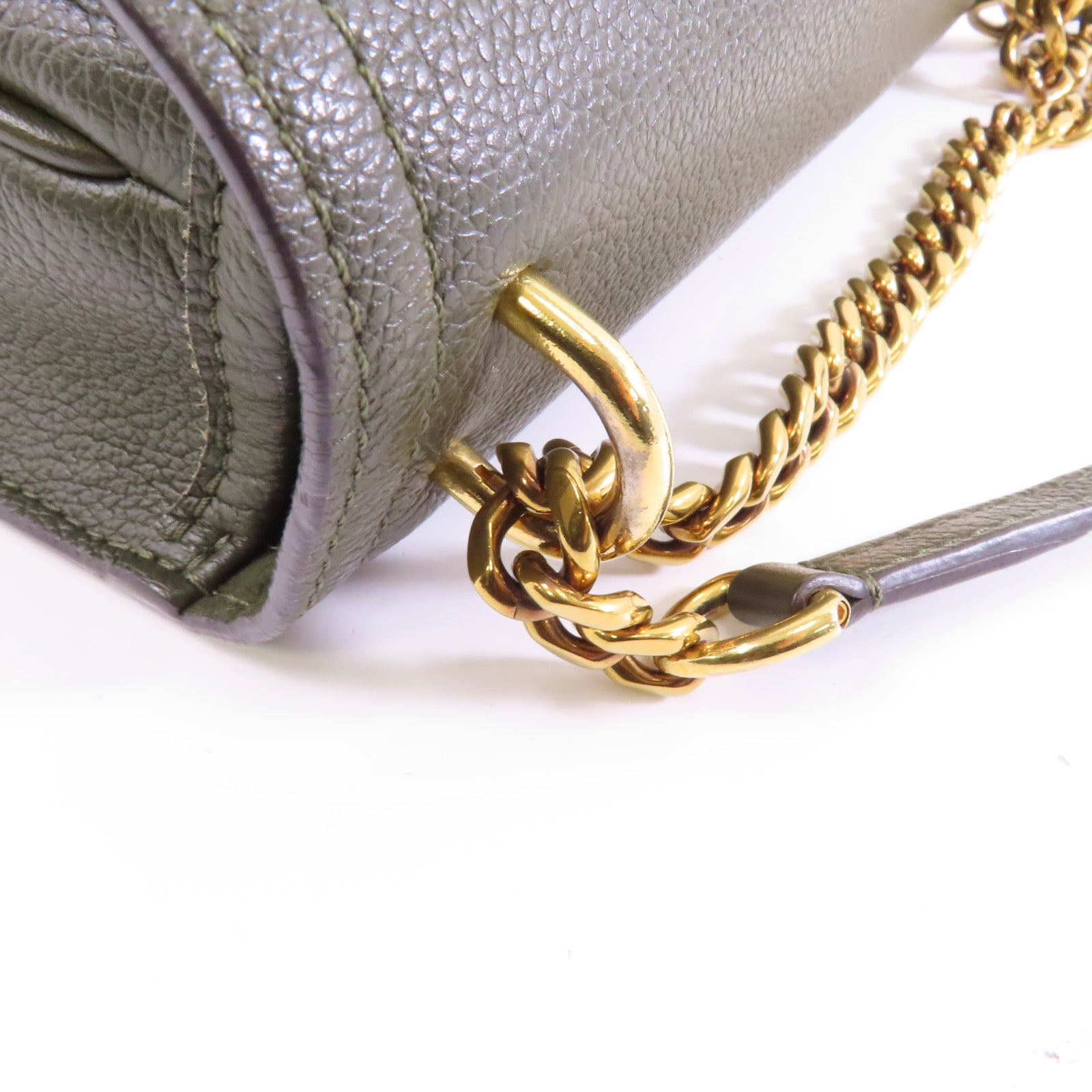 LOUIS VUITTON 牛皮皮革Lockme Chain PM金扣鏈帶肩背袋綠色