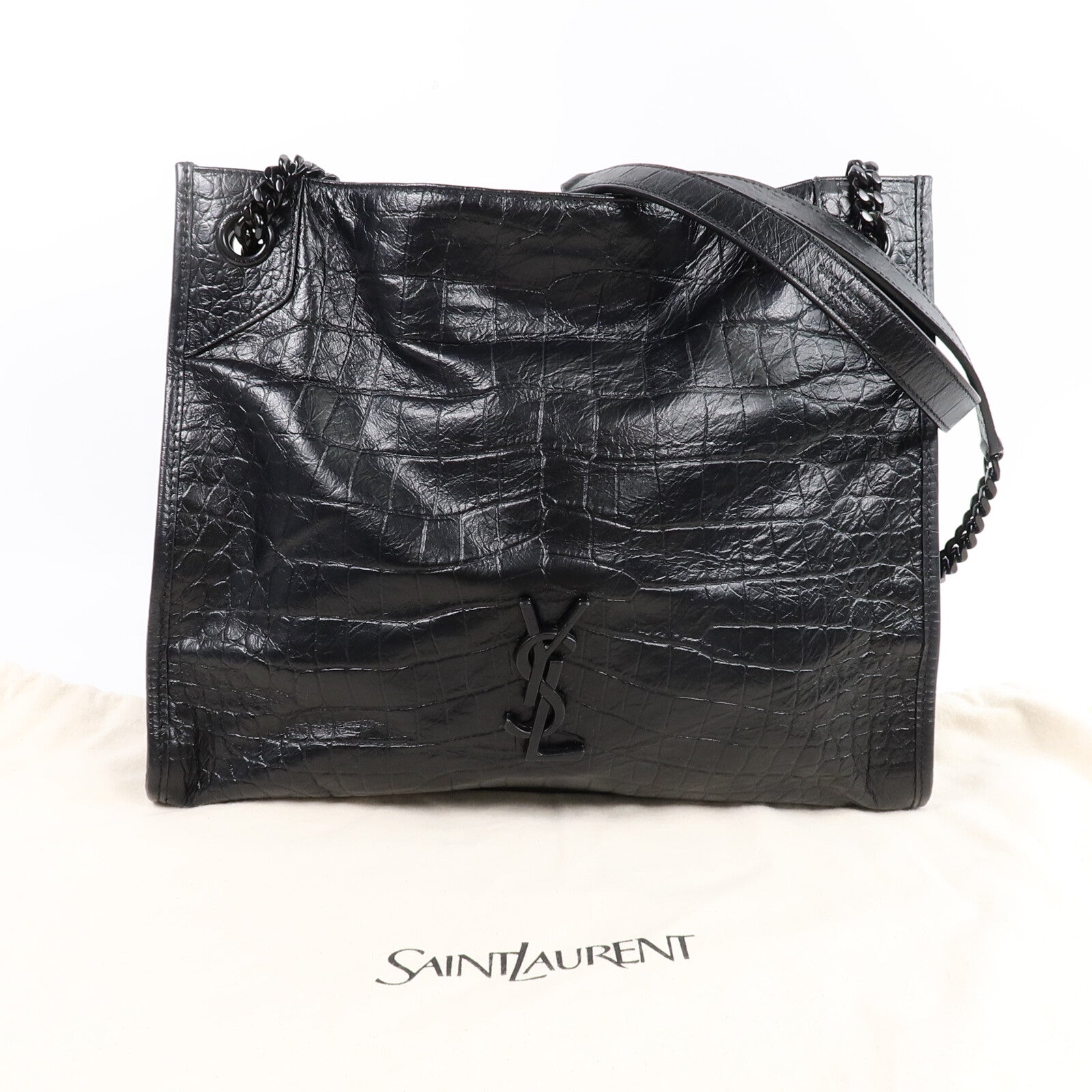 SAINT LAURENT 牛皮皮革Niki Medium Shopper Tote鏈帶肩背袋