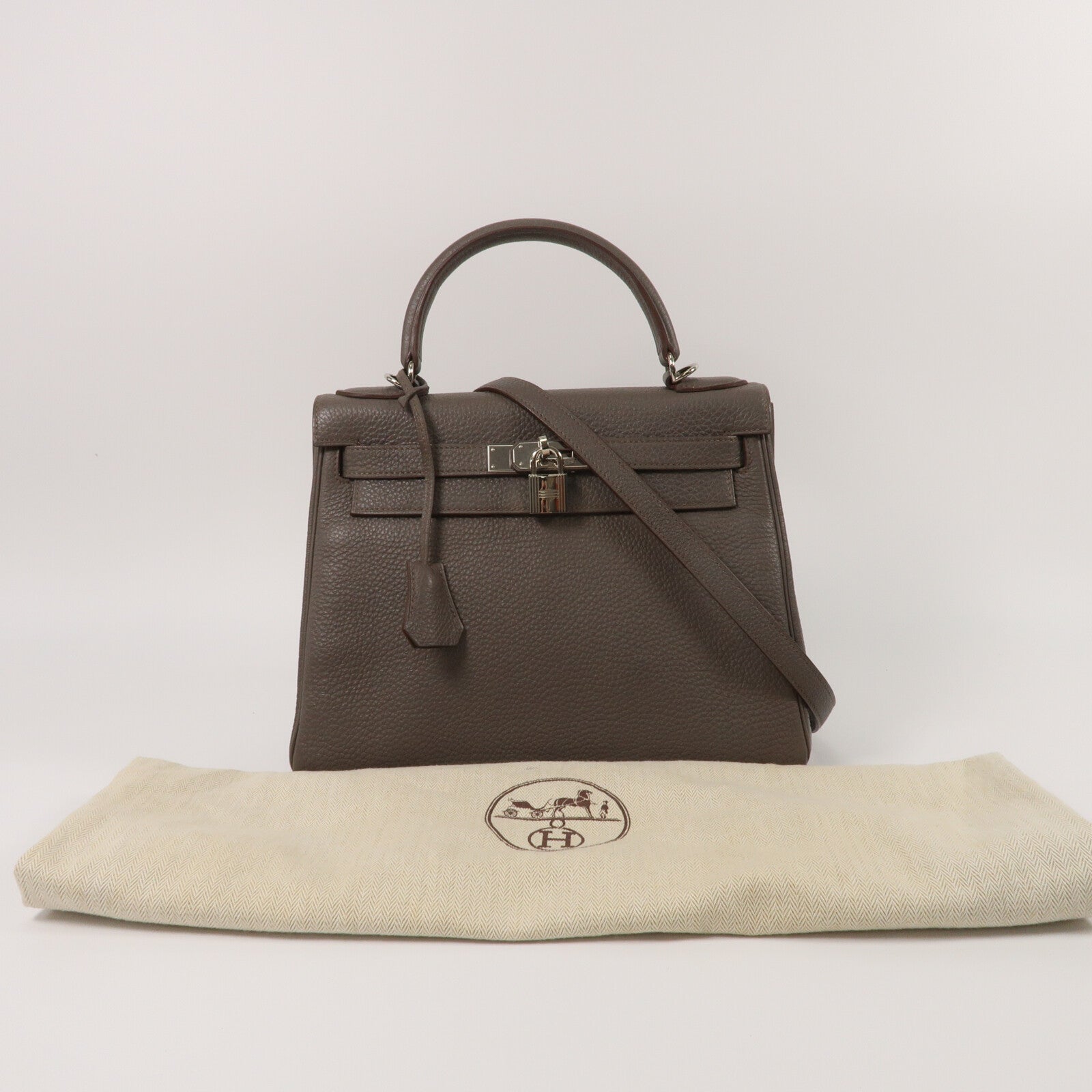 HERMES Togo皮革Kelly 28手挽肩背兩用袋Etain