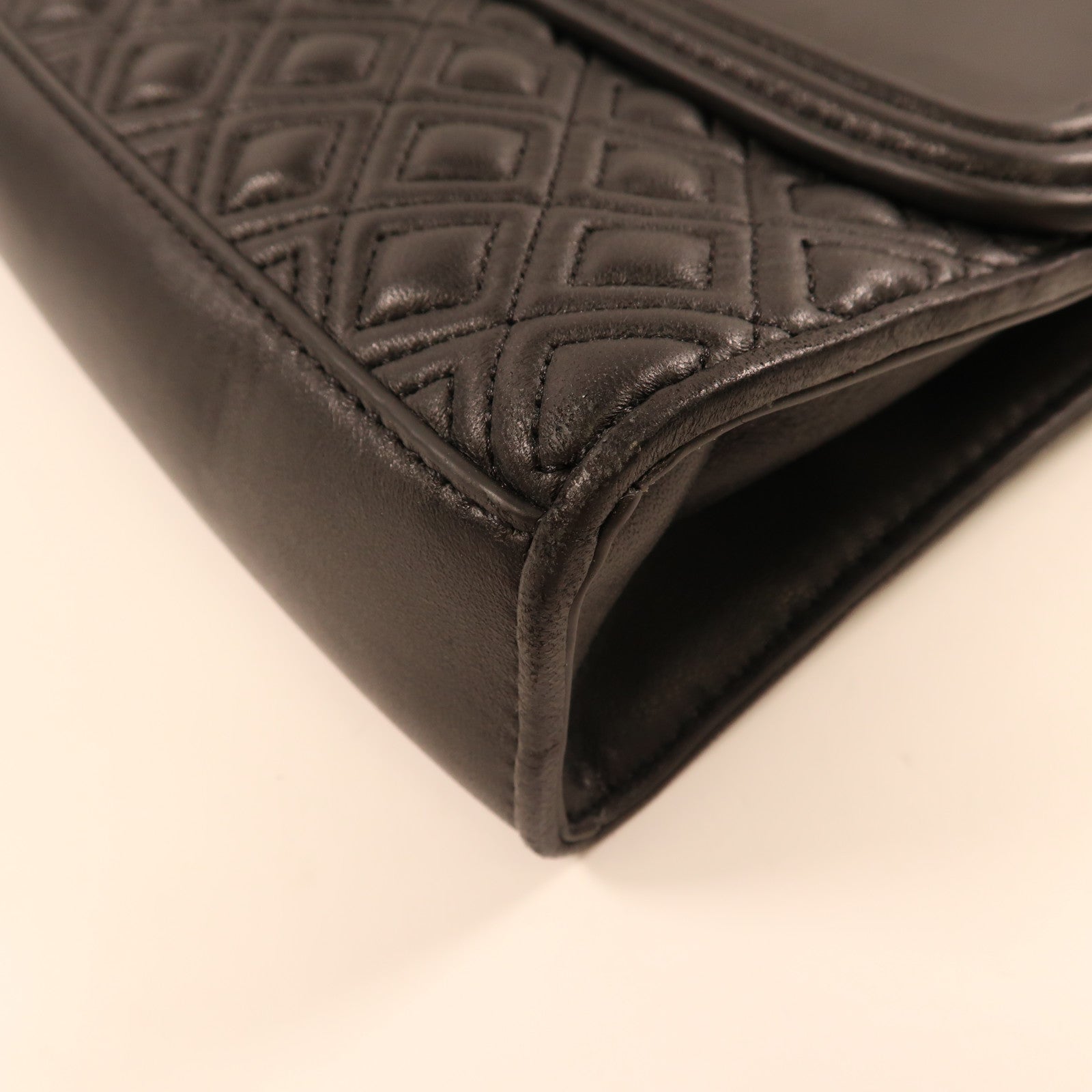 Tory Burch 羊皮皮革Chain Shoulder金扣鏈帶肩背袋黑色